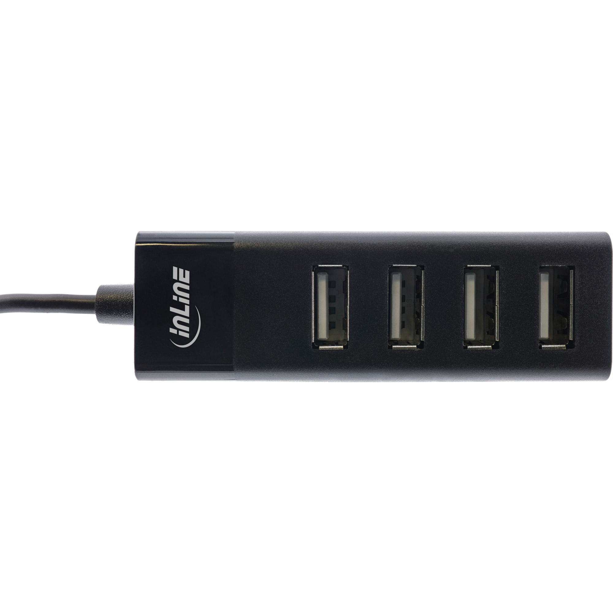 InLine USB 2.0 Hub - 4 Port - schwarz - mit USB DC Kabel - Kabel 30cm - schmalp