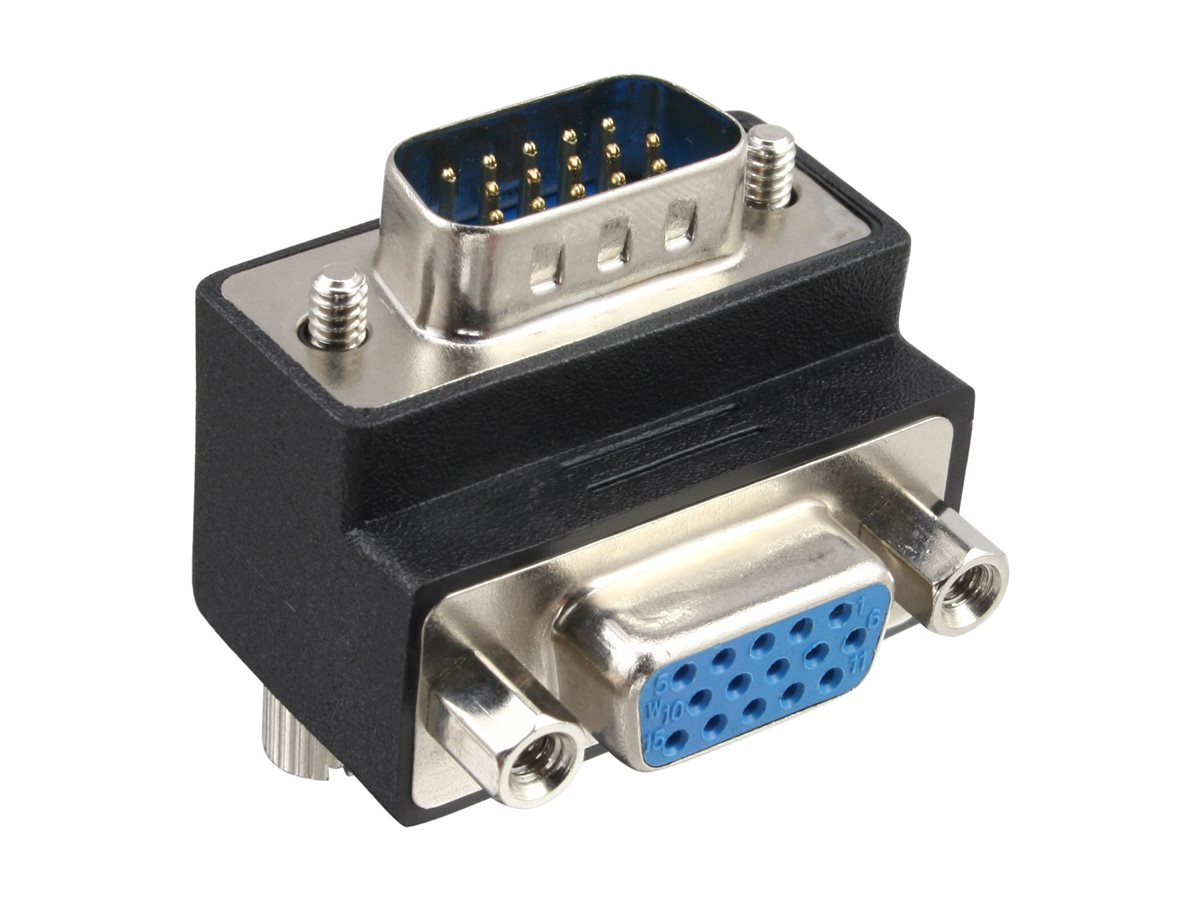 InLine VGA Adapter 90° Winkel 15pol Stecker/Buchse(W) - 90° Stecker - Daumenschrauben - Schwarz