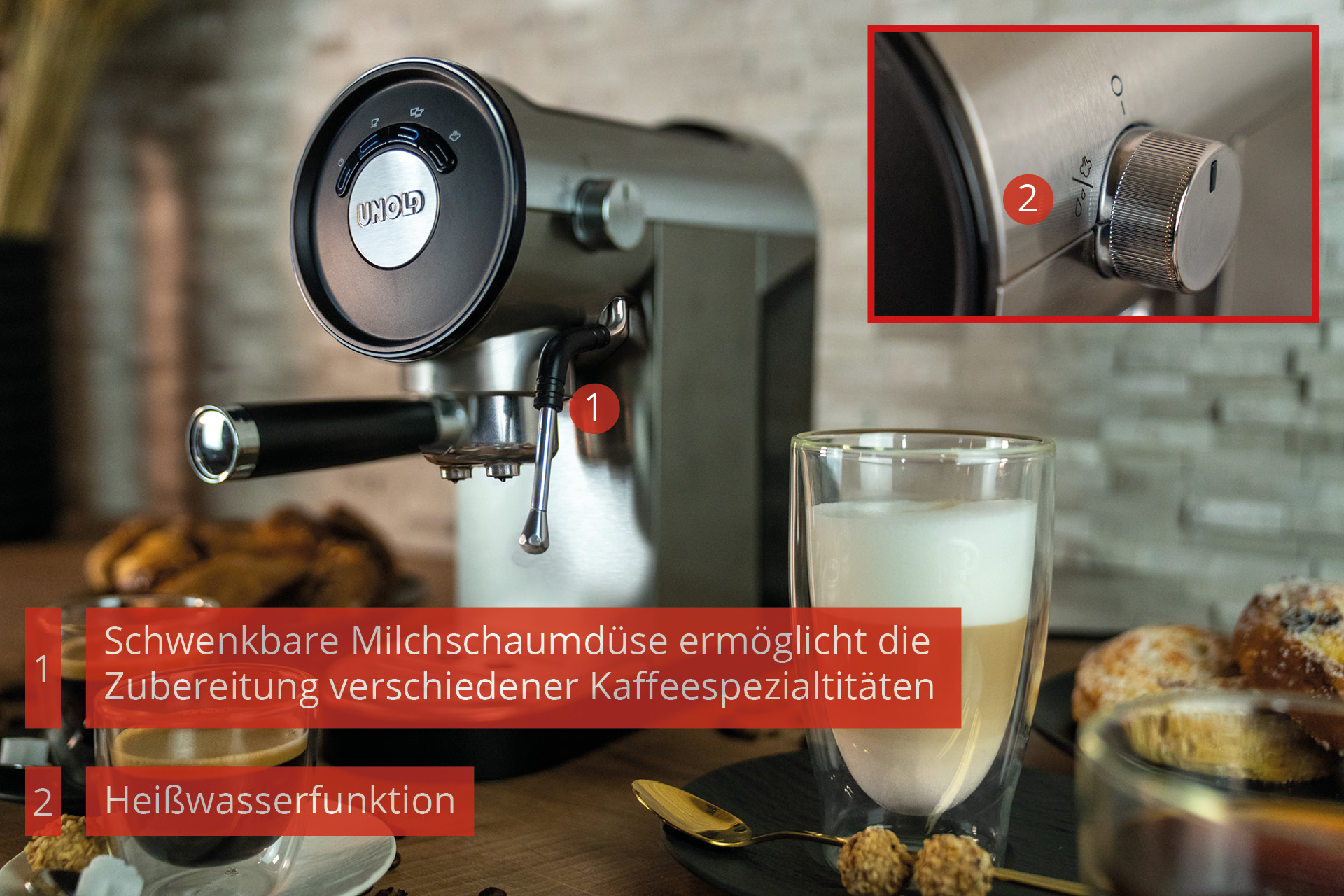 UNOLD Piccopresso - Kaffeemaschine mit Milchaufschäumer20 bar