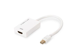 DIGITUS Aktiver Mini DisplayPort auf HDMI Adapter / Konverterzu HDMI weiblich - 20 cm - weiß - aktiv - geformt