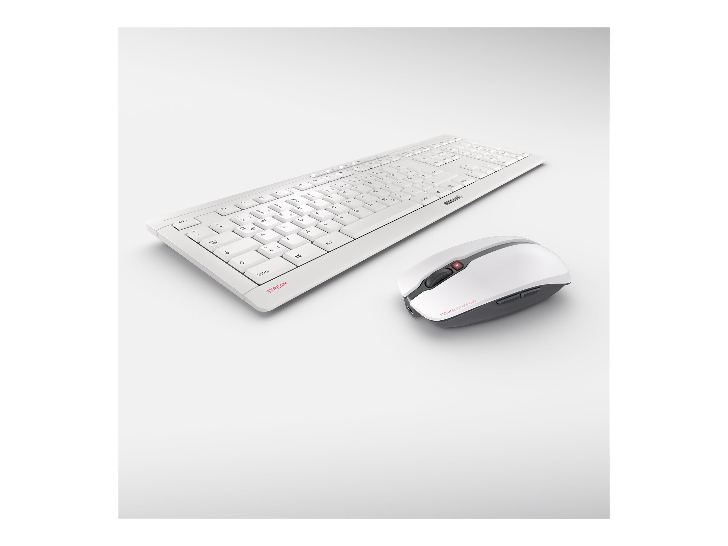 Cherry STREAM DESKTOP RECHARGE - Tastatur-und-Maus-Setkabellos - 2.4 GHz - QWERTZ - Deutsch - Tastenschalter: CHERRY SX - Pale Gray