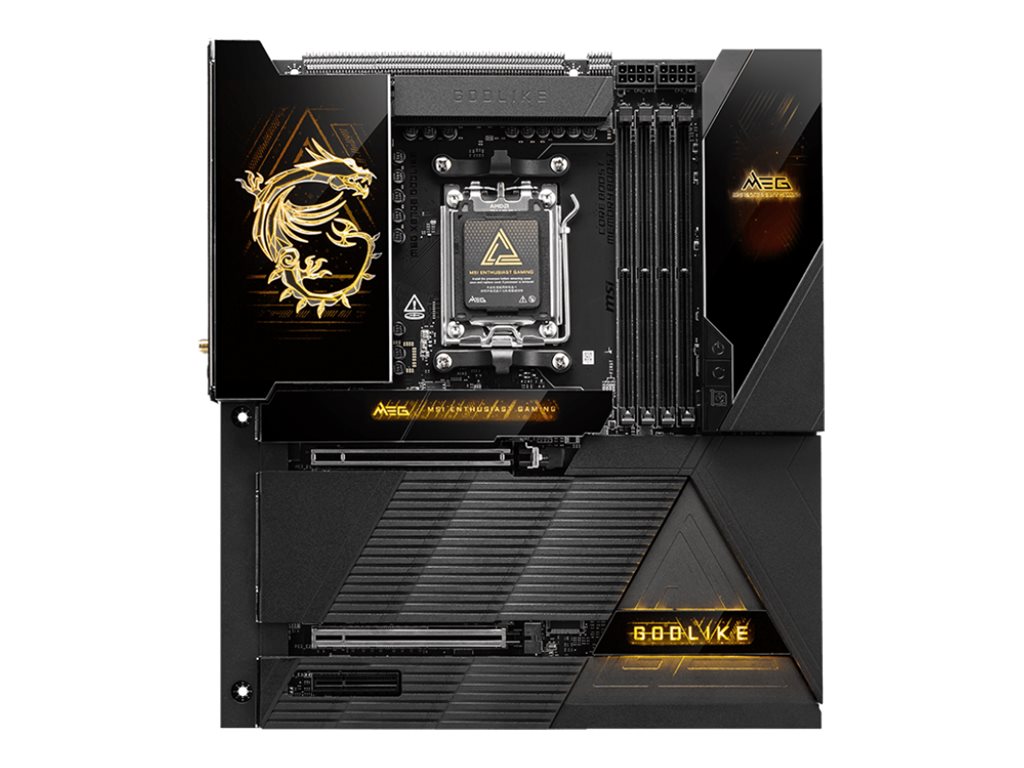 MSI MEG X870E GODLIKE - Motherboard - E-ATX - Socket AM5 - AMD X870E Chipsatz - USB-C 3.2 Gen 2x2, USB 3.2 Gen 2, USB 3.2 Gen 1, USB4 - Bluetooth, Wi-Fi 7, 5 Gigabit Ethernet, 10 Gigabit LAN - Onboard