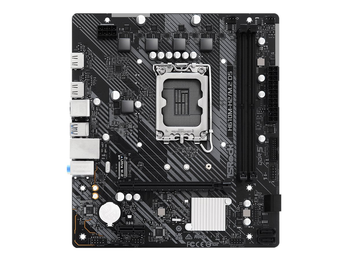 ASRock H610M-H2/M.2 D5 - Motherboard - micro ATX - LGA1700 Sockel - H610 Chipsatz - USB 3.2 Gen 1 - Gigabit LAN - Onboard-Grafik (CPU erforderlich)HD Audio (8-Kanal)