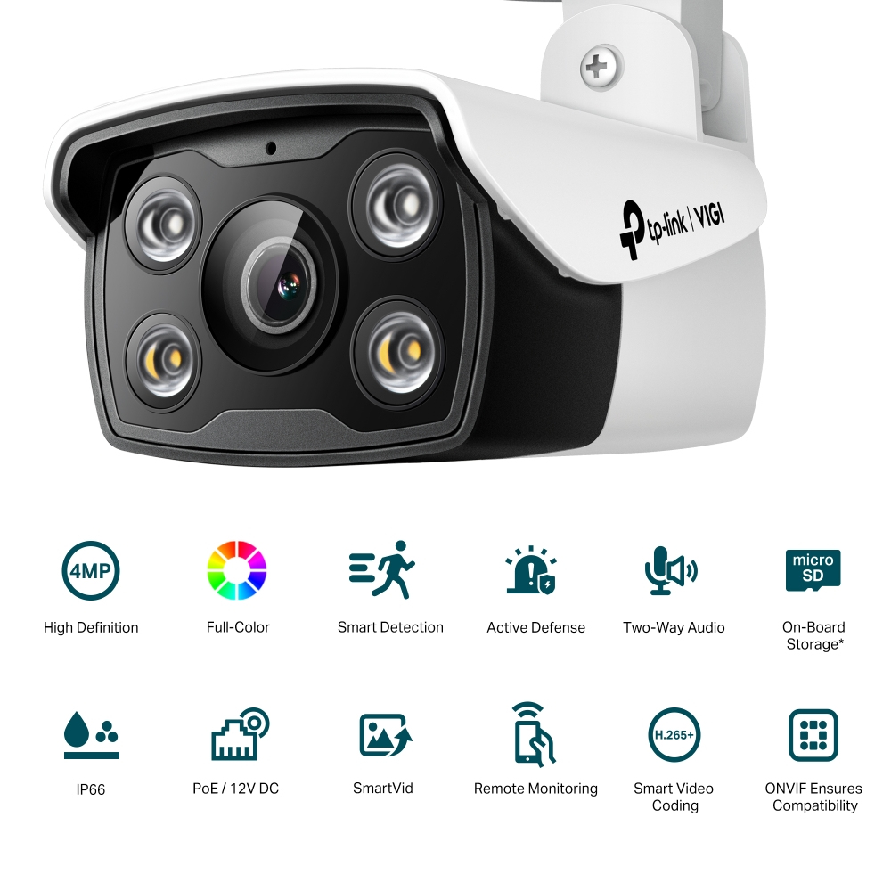 TP-LINK VIGI C340 V1 - Netzwerk-Überwachungskamera - Kugel - Außenbereich - wetterfest - Farbe (Tag&Nacht)2560 x 1440 - M12-Anschluss - feste Brennweite - Audio - LAN 10/100 - H.264 - H.265 - H.265+ -