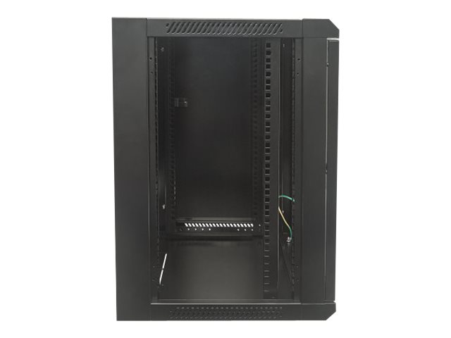 Intellinet Network Cabinet, Wall Mount (Standard), 15U, Usable Depth 260mm/Width 510mm, Black, Flatpack, Max 60kg, Metal & Glass Door, Back Panel, Removeable Sides,Suitable also for use on desk or flo