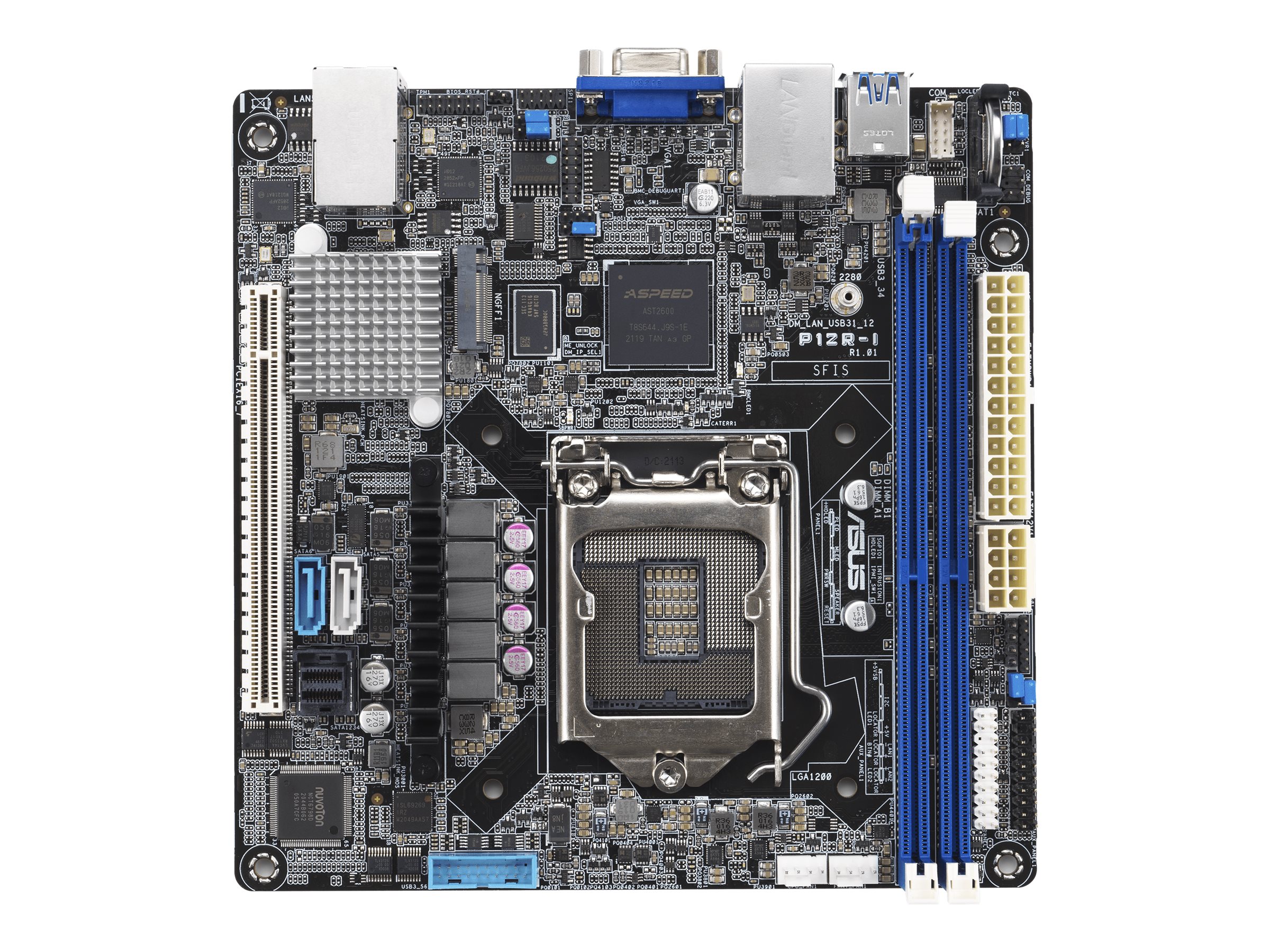 ASUS P12R-I - Motherboard - Mini-ITX - LGA1200-SockelC252 Chipsatz - USB 3.2 Gen 1 - 2 x Gigabit LAN - Onboard-Grafik