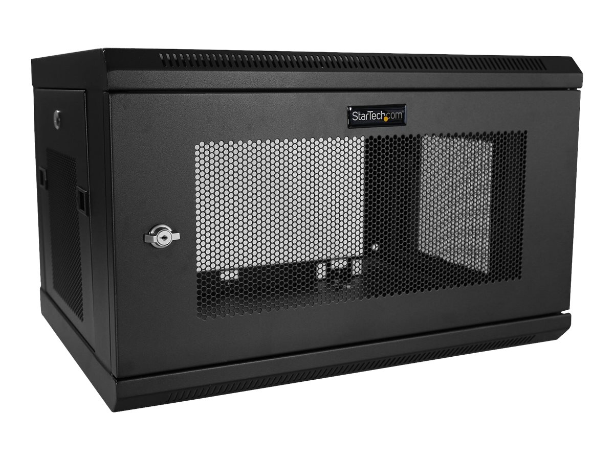 StarTech.com Startech 6HE 19 Zoll Wand Netzwerkschrank - 2 Pfosten, 37,5cm tiefes, abschließbares Serverschrank - belüftetes IT/AV Rack mit Fachboden und Klettband, vormontiert (RK616WALM)Schrank für