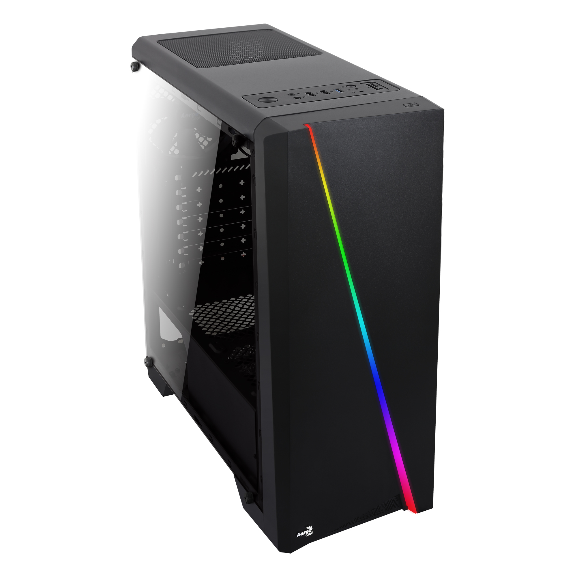 AEROCOOL ADVANCED TECHNOLOGIES AeroCool Cylon - Tower - ATX - Seitenteil mitFenster - keine Spannungsversorgung - Schwarz - USB/Audio