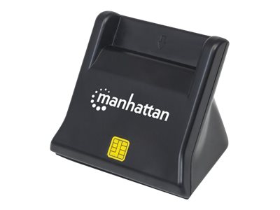 Manhattan USB-A Smart/SIM Card Reader, 480 Mbps (USB 2.0)Desktop Standing - Friction Type compatible - Hi-Speed USB - Cable 86cm - Black -  - Blister - SmartCard-Leser - USB 2.0