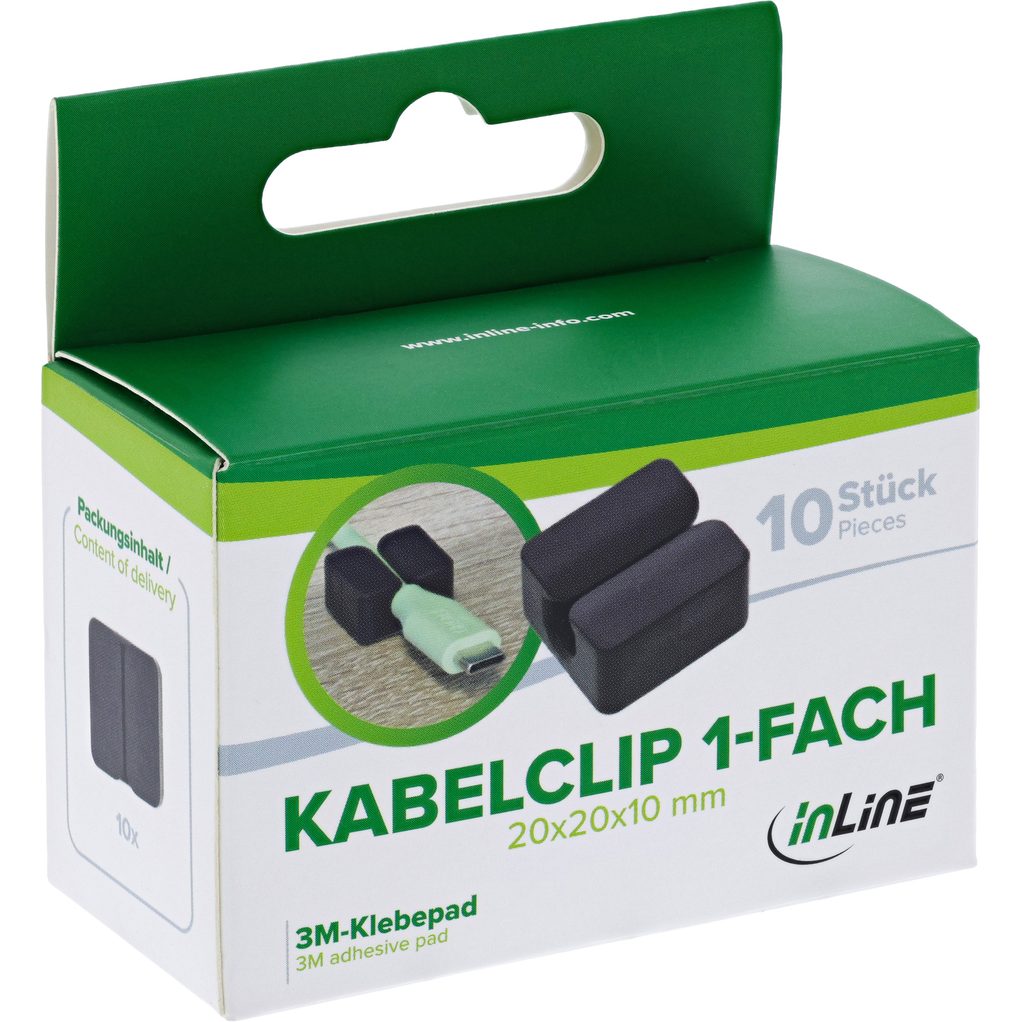 InLine 10er Pack Kabelclip - 1-fach - selbstklebend - schwarz10er Pack InLine Kabelclip - 1-fach - selbstklebend - schwarz