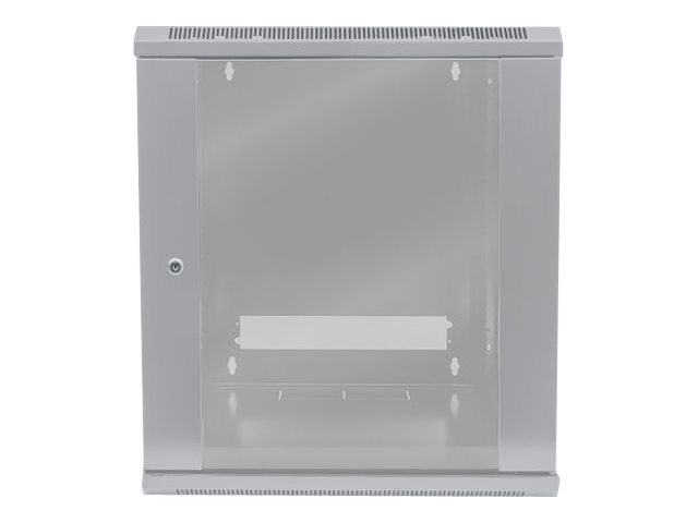 Intellinet Network Cabinet, Wall Mount (Standard), 9U, Usable Depth 260mm/Width 510mm, Grey, Flatpack, Max 60kg, Metal & Glass Door, Back Panel, Removeable Sides, Suitable also for use on desk or floo