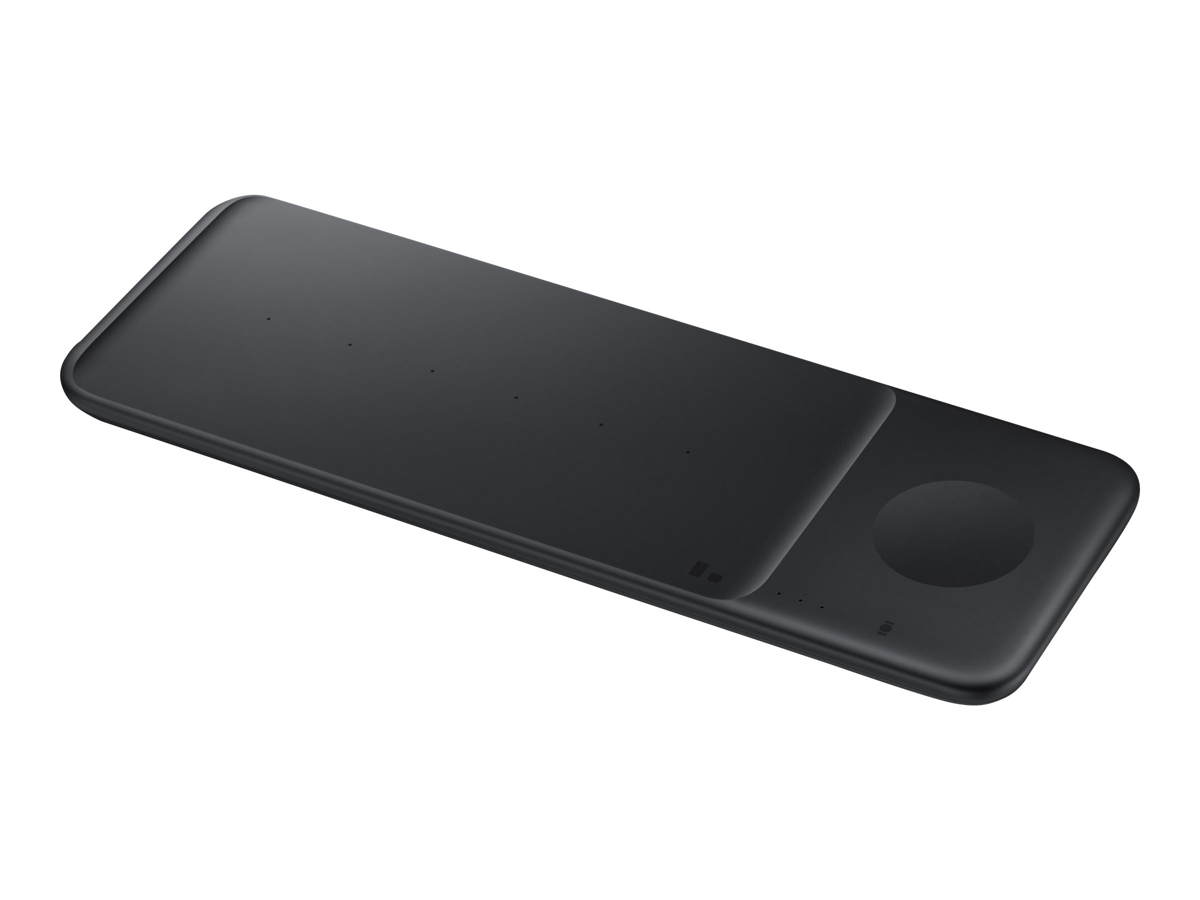 Samsung Wireless Charger Trio EP-P6300 - InduktiveLadematte + AC-Netzteil - Fast Charge - Schwarz - für Galaxy Buds Live - Note20 - S20 - S20 5G - Watch 3 - Z Flip 5G - Z Flip4 - Z Fold2 5G - Z Fold4