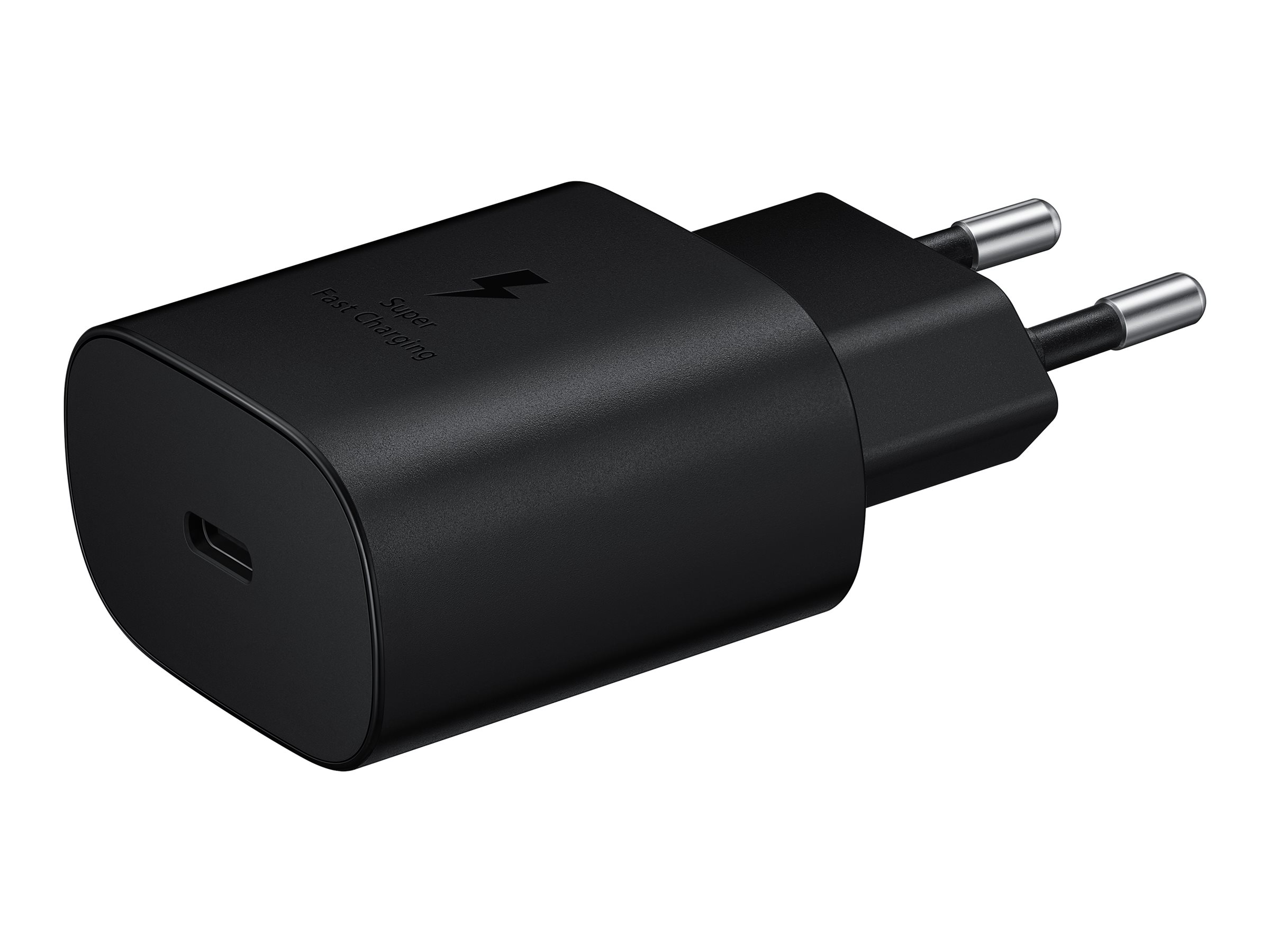 Samsung Fast Charging Wall Charger EP-TA800 - Netzteil - 25 Watt - 3 A - SFC (USB-C)auf Kabel: USB-C - Schwarz - für Galaxy A20 - A50 - A70 - A8s - M30 - M40 - Note10 - S20 - S20 5G - S20+ 5G - Z Flip