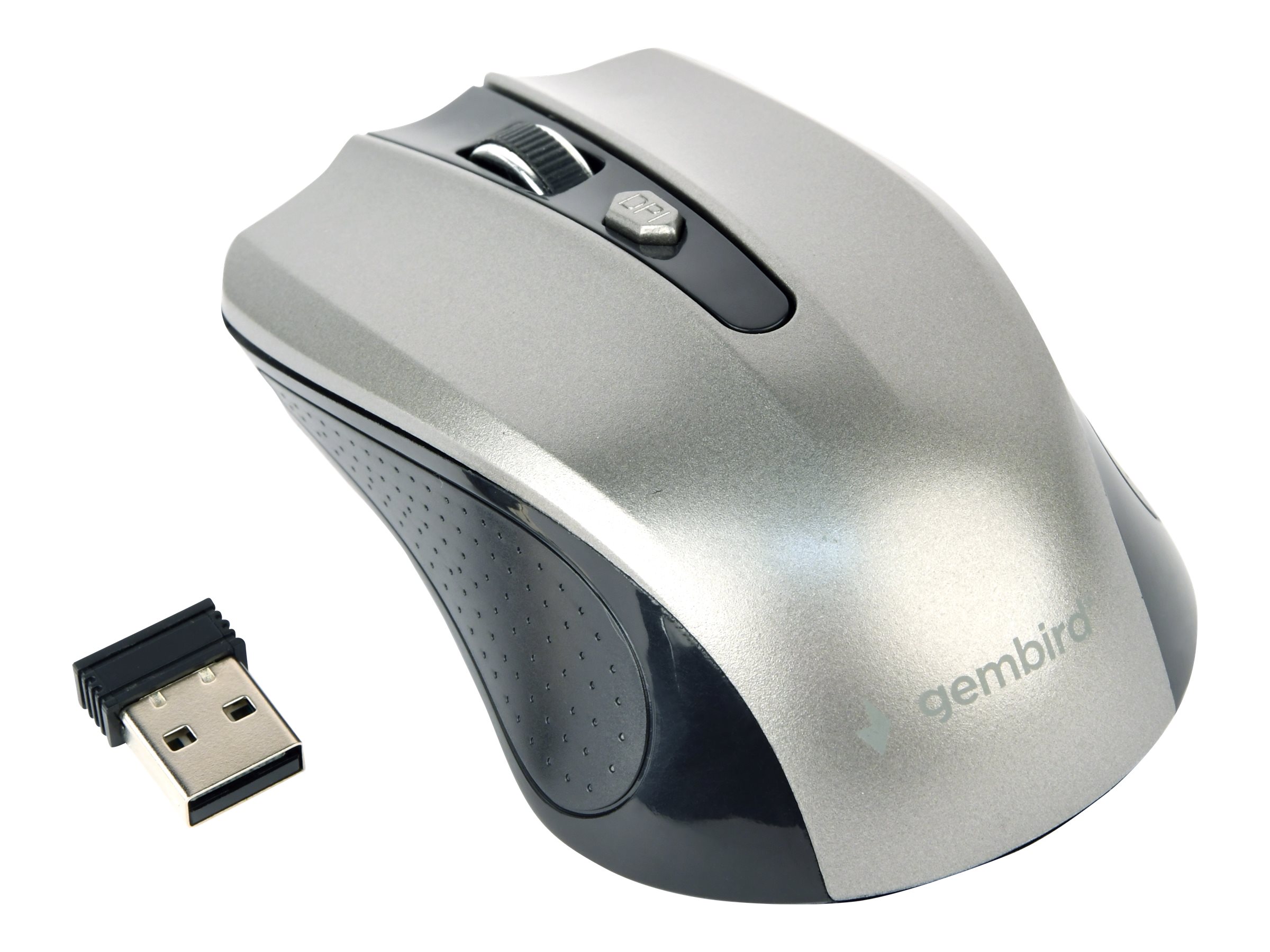 Gembird MUSW-4B-04-BG - Maus - optisch - 4 Tasten - kabellos - 2.4 GHz - kabelloser Empfänger (USB)Schwarz - Space-grau - Blister-Verpackung