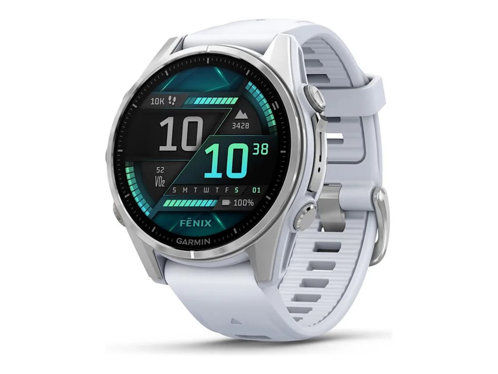 Garmin Fenix 8 - 43 mm - silber - Sportuhr mit Band - Silikon - Whitestone - Handgelenkgröße: 108-182 mm - Anzeige 3.556 cm (1.4")