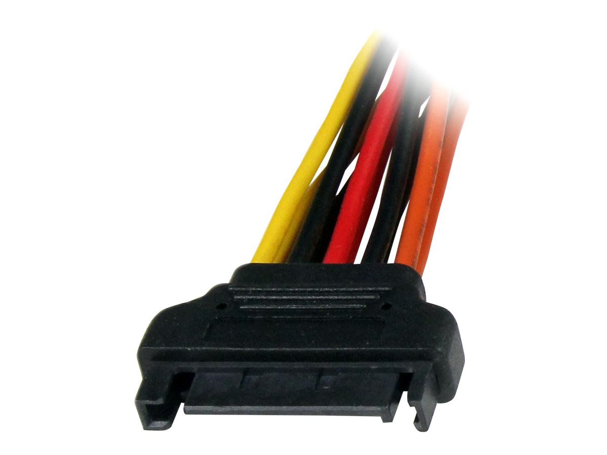 StarTech.com SATA Y-Strom-Adapterkabel mit Verriegelungs Clip 15cm - S-ATA Y Splitter Stromkabel St/Bu - Serial ATA 15pin Y-Adapter - Netz-Splitter - SATA-Stromstecker (M)zu SATA-Stromstecker (W) - 15