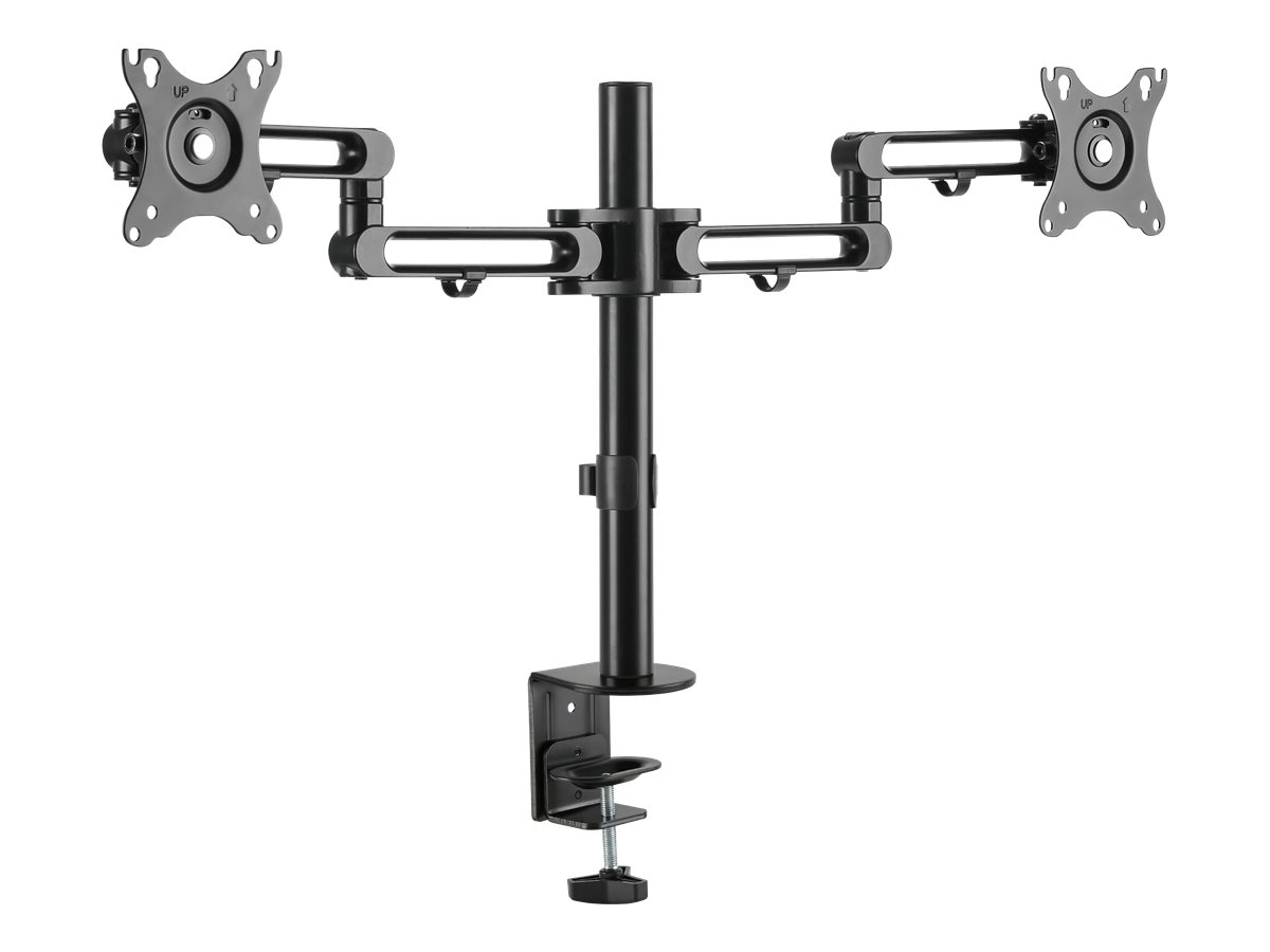 StarTech.com ARMDUAL3 Doppel Monitorarm zur Tischmontage (Gelenkarme für bis zu 32-Zoll-VESA Bildschirme, Monitorhalterung)Befestigungskit - einstellbarer Arm - für 2 Monitore - Aluminium - Schwarz -