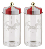 Alessi Circus, Gewürzglas, Mehrfarbig, Transparent, Glas, Zinnteller, 0,15 l, Abnehmbarer Deckel, 5,3 cm