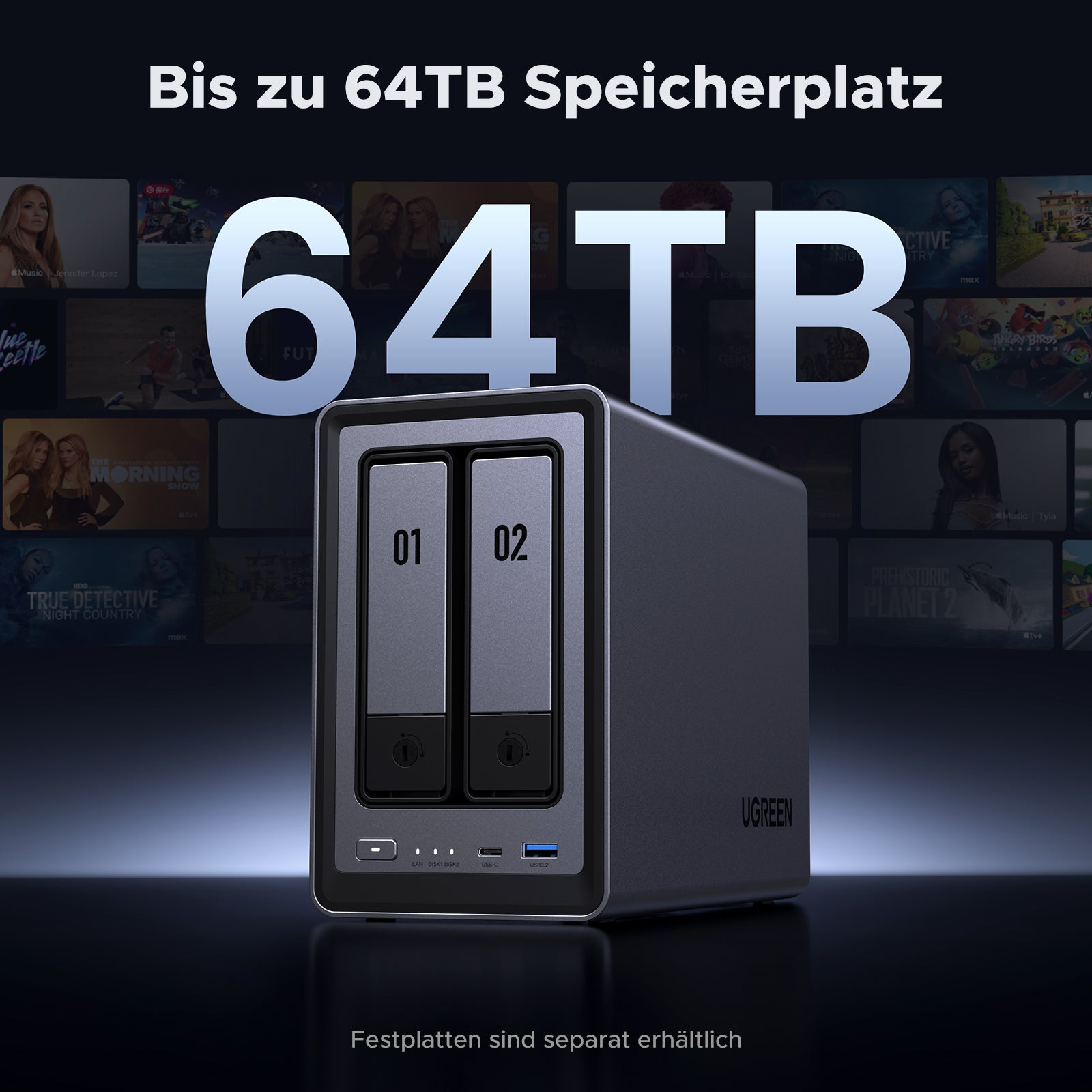 Ugreen NASync DXP2800 NAS System 2-Bay, NAS, Kompakt, Intel® N, N100, 8 GB, DDR5Intel N100 Quad-Core CPU - 8GB DDR5 RAM - 2.5GbE - 4K HDMI