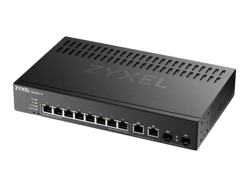 ZyXEL GS2220-10 - Switch - managed - 8 x 10/100/1000+ 2 x Kombi-Gigabit-SFP - an Rack montierbar - wandmontierbar