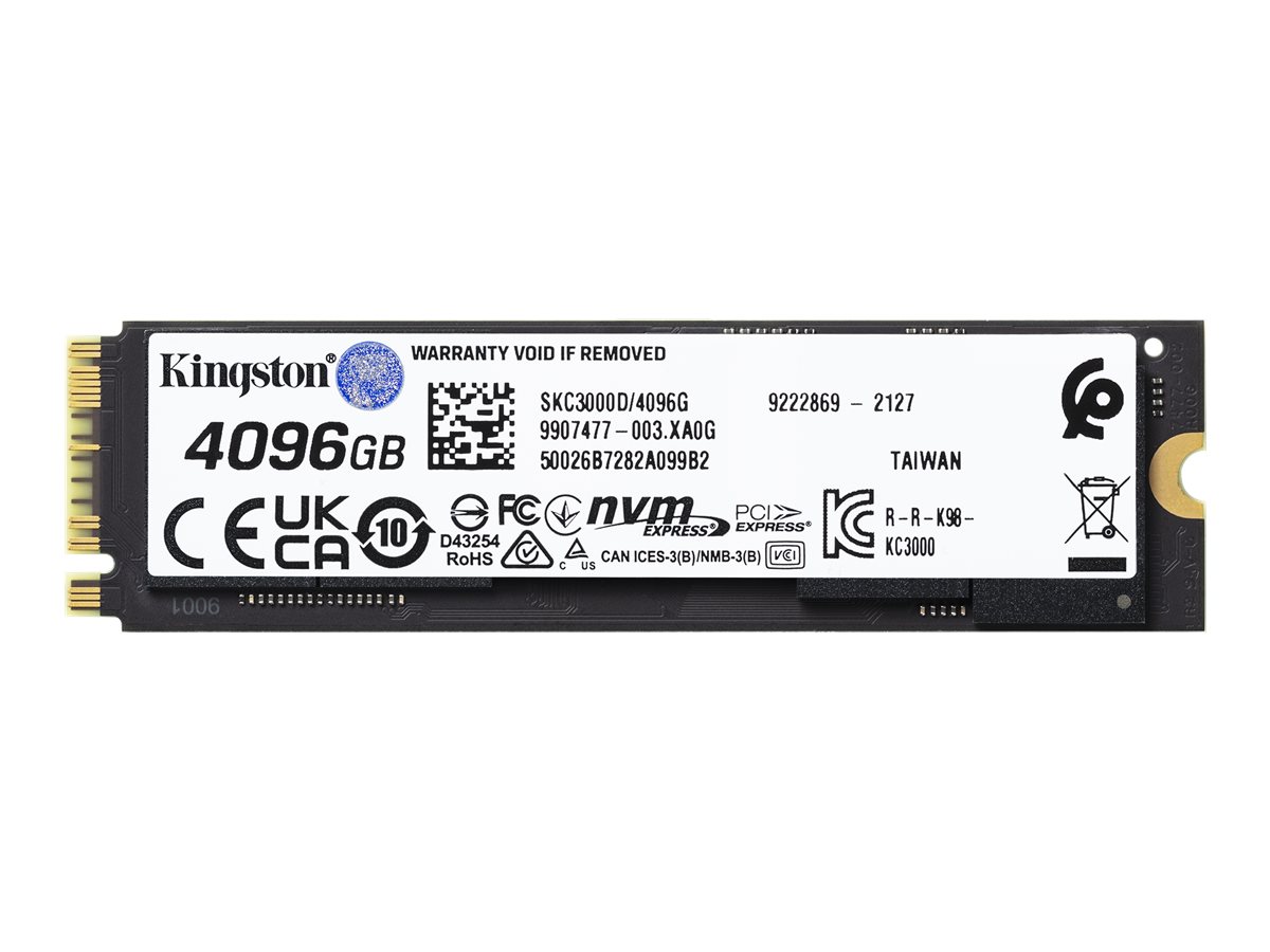 Kingston KC3000 - SSD - 4096 GB - intern - M.2 2280 - PCIe 4.0 (NVMe)für Intel Next Unit of Computing 12 Pro Kit - NUC12WSKi5