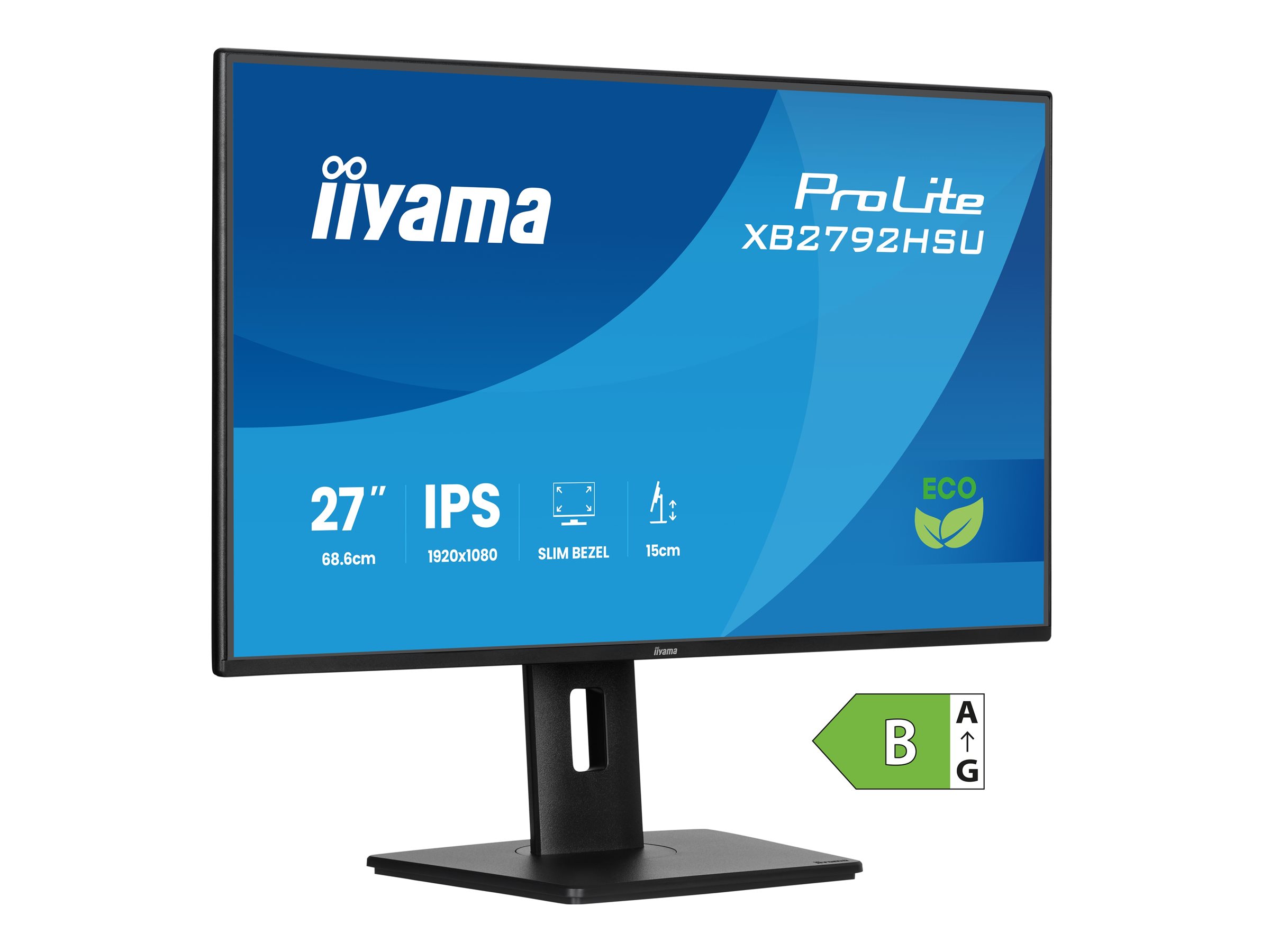 Iiyama ProLite XB2792HSU-B1 - LED-Monitor - 68.6 cm (27")1920 x 1080 Full HD (1080p) @ 120 Hz - IPS - 300 cd/m² - 1500:1 - 3 ms - HDMI - DisplayPort - Lautsprecher - Schwarz - Matte
