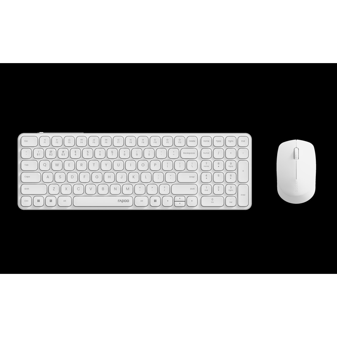 Rapoo 9310M, Volle Größe (100%), Kabellos, RF Wireless + Bluetooth, Weiß, Maus enthalten2.4 GHz RF/Bluetooth - 365 d - AAA - 10 m - Weiß