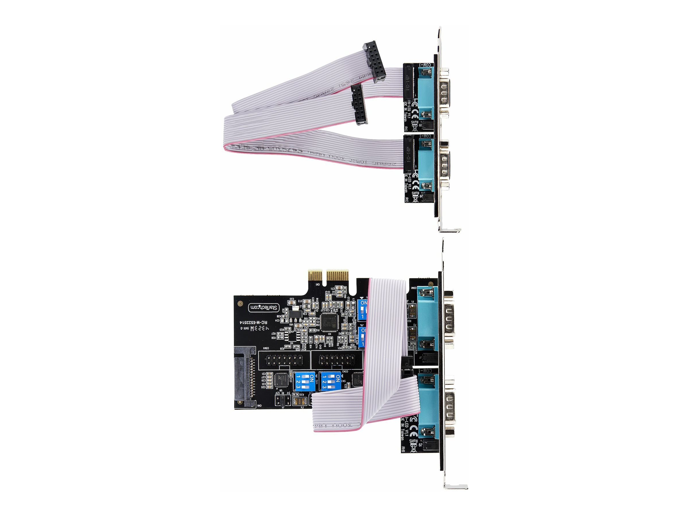 StarTech.com Startech 4-Port Serielle PCIe Karte, RS232/RS422/RS485Serielle Karte - Serieller Adapter - PCI Express x1 Low-Profile - RS-232 x 4 - Schwarz - TAA-konform