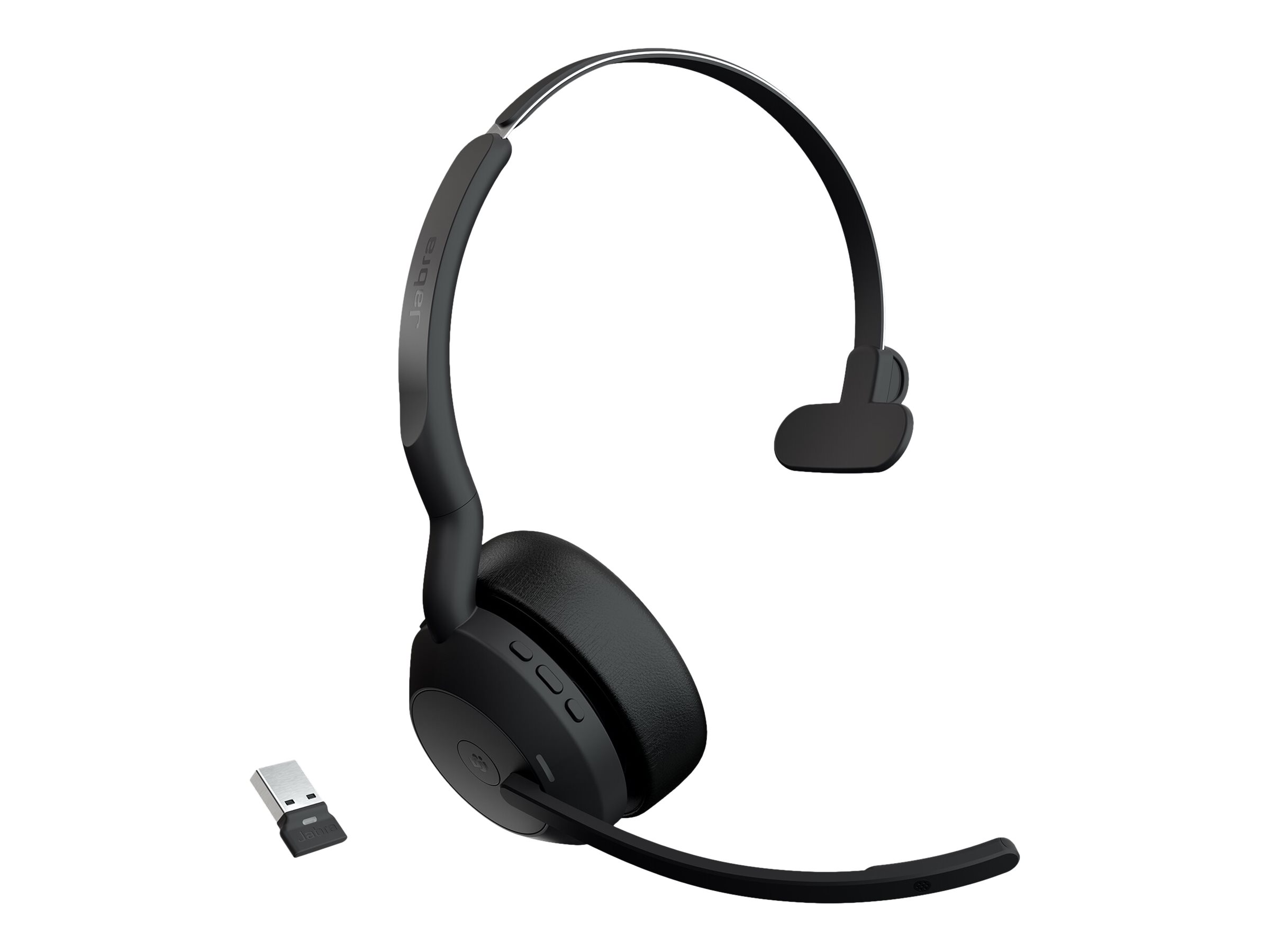 Jabra Evolve2 55 MS Mono - Headset - On-EarBluetooth - kabellos - aktive Rauschunterdrückung - USB-A über Bluetooth-Adapter - Schwarz - Zoom-zertifiziert - Cisco Webex Certified - Tencent Meeting Zert