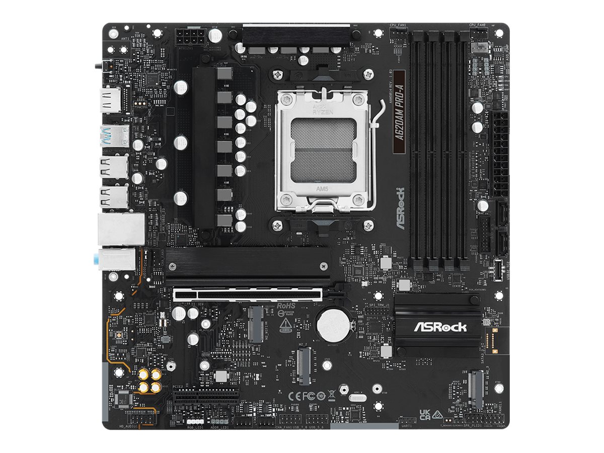 ASRock A620AM PRO-A - Motherboard - micro ATX - Socket AM5 - AMD A620A Chipsatz - USB 3.2 Gen 1, USB-C 3.2 Gen 1 - 2.5 Gigabit LAN - Onboard-Grafik (CPU erforderlich)