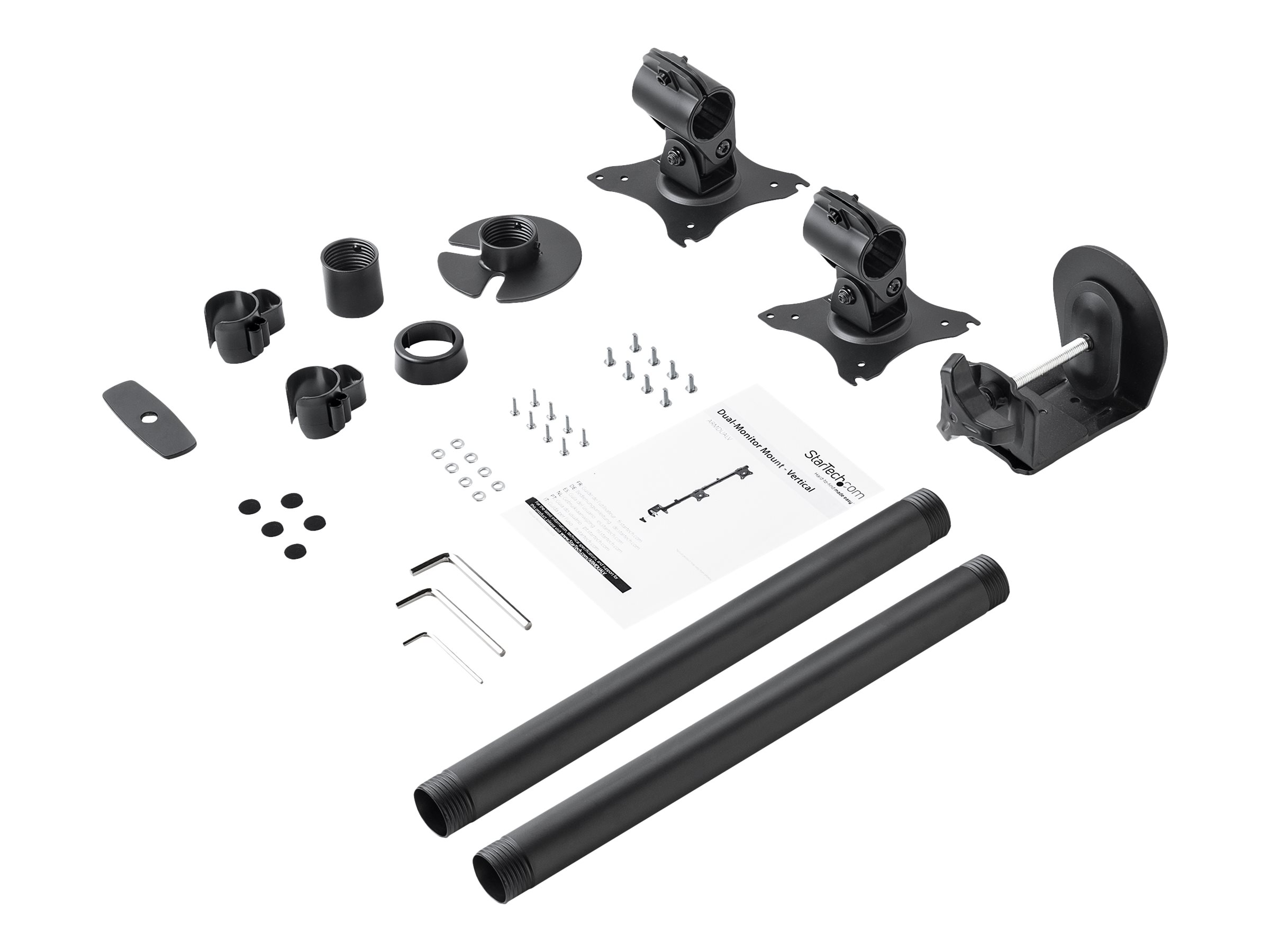 StarTech.com Startech Vertical Desk Mount Dual Monitor Arm - For Monitors 13" to 27" - Adjustable - Desk Clamp / Grommet-Hole Mount - Dual VESA Monitors - Black (ARMDUALV)Befestigungskit - für 2 Monit