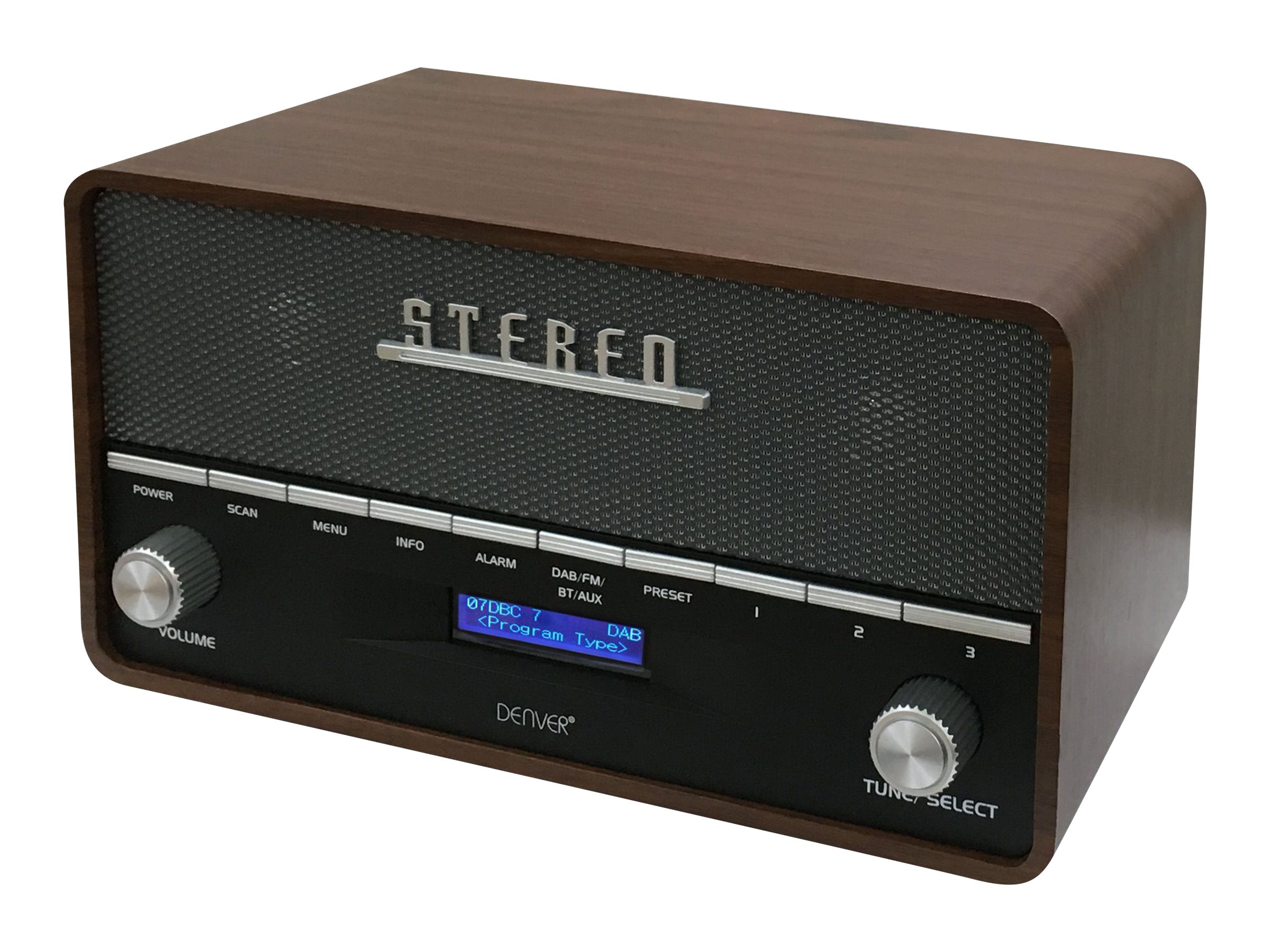 Inter Sales Denver DAB-36, Persönlich, Digital, DAB+, FM, PLL, 10 W, LCD, Blau230V - 50Hz - 5W - 311 x 180 x 163mm - Bluetooth
