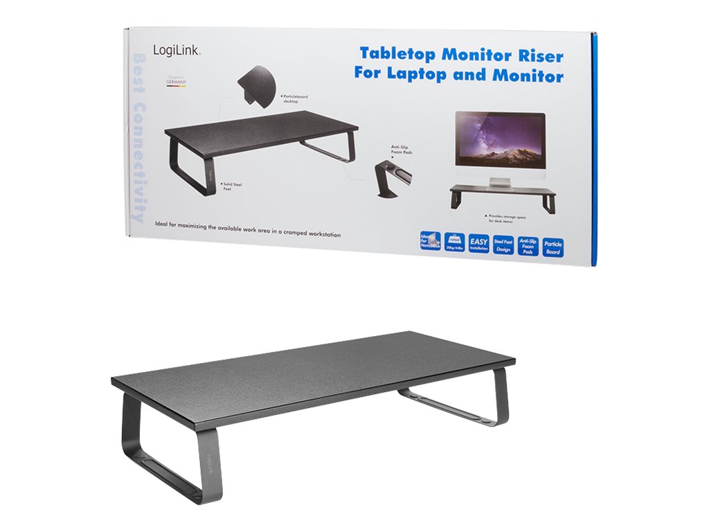 LogiLink Monitor Riser - Aufstellung - für LCD-Display/Notebook - Preßspan, Stahl, Ethylen-Vinylacetat (EVA)Schwarz