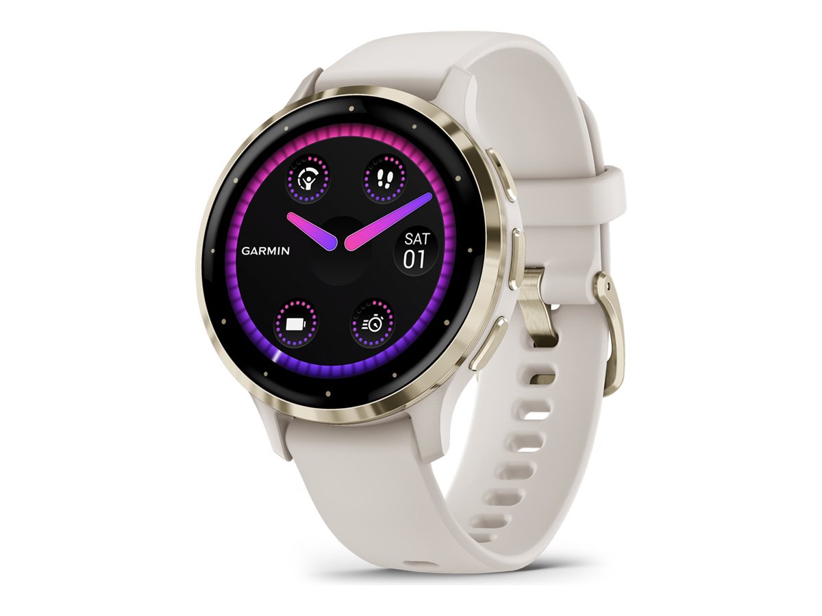 Garmin Venu 3S - 41 mm - Ivory - intelligente Uhr mit Band - Silikon - Handgelenkgröße: 110-175 mm - Anzeige 3.04 cm (1.2")8 GB - Bluetooth - ANT+ - Wi-Fi - 40 g