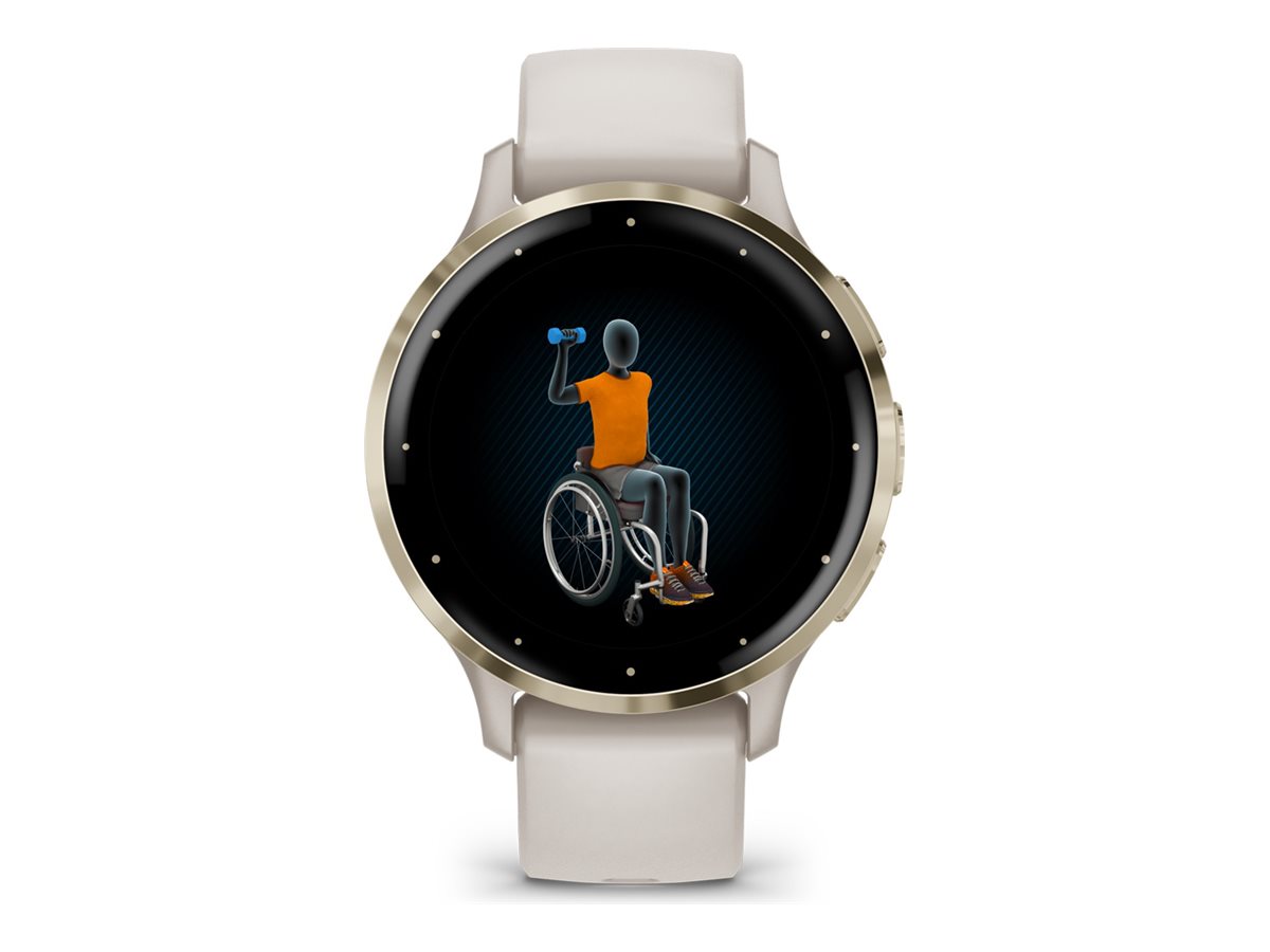 Garmin Venu 3S - 41 mm - Ivory - intelligente Uhr mit Band - Silikon - Handgelenkgröße: 110-175 mm - Anzeige 3.04 cm (1.2")8 GB - Bluetooth - ANT+ - Wi-Fi - 40 g