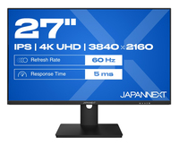 JAPANNEXT JN-IPS270UHD60F, 68,6 cm (27"), 3840 x 2160 Pixel, 4K Ultra HD, LED, 5 ms, Schwarz27'' - 4K UHD (3840x2160) - 350 cd/m2 - 60 Hz - AC 100-240V 50/60Hz - 4.9 kg