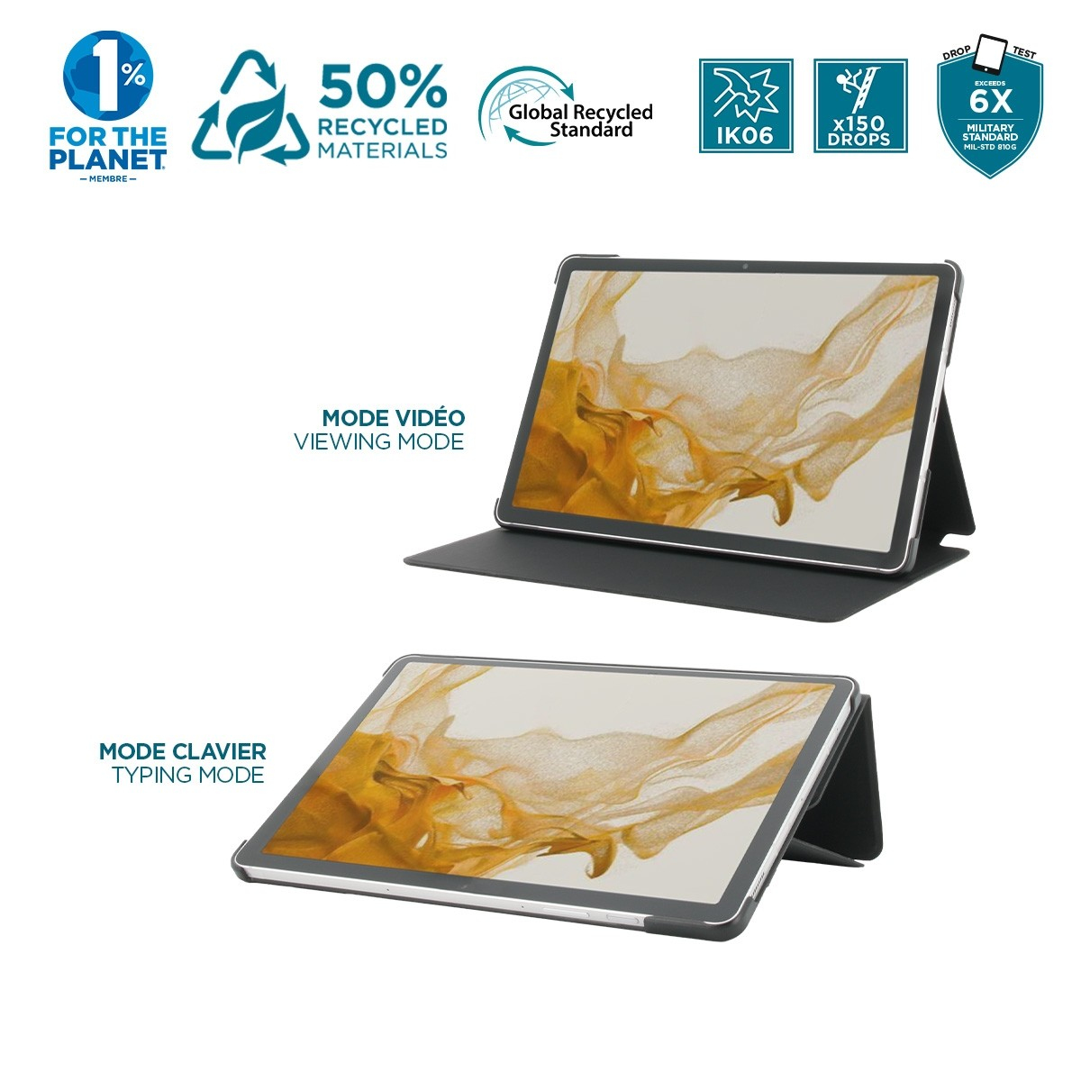 Mobilis RE.LIFE - Flip-Hülle für Tablet - Eco-Designmit Flap - Kunstleder - Schwarz - für Samsung Galaxy Tab S9 - Tab S9 FE