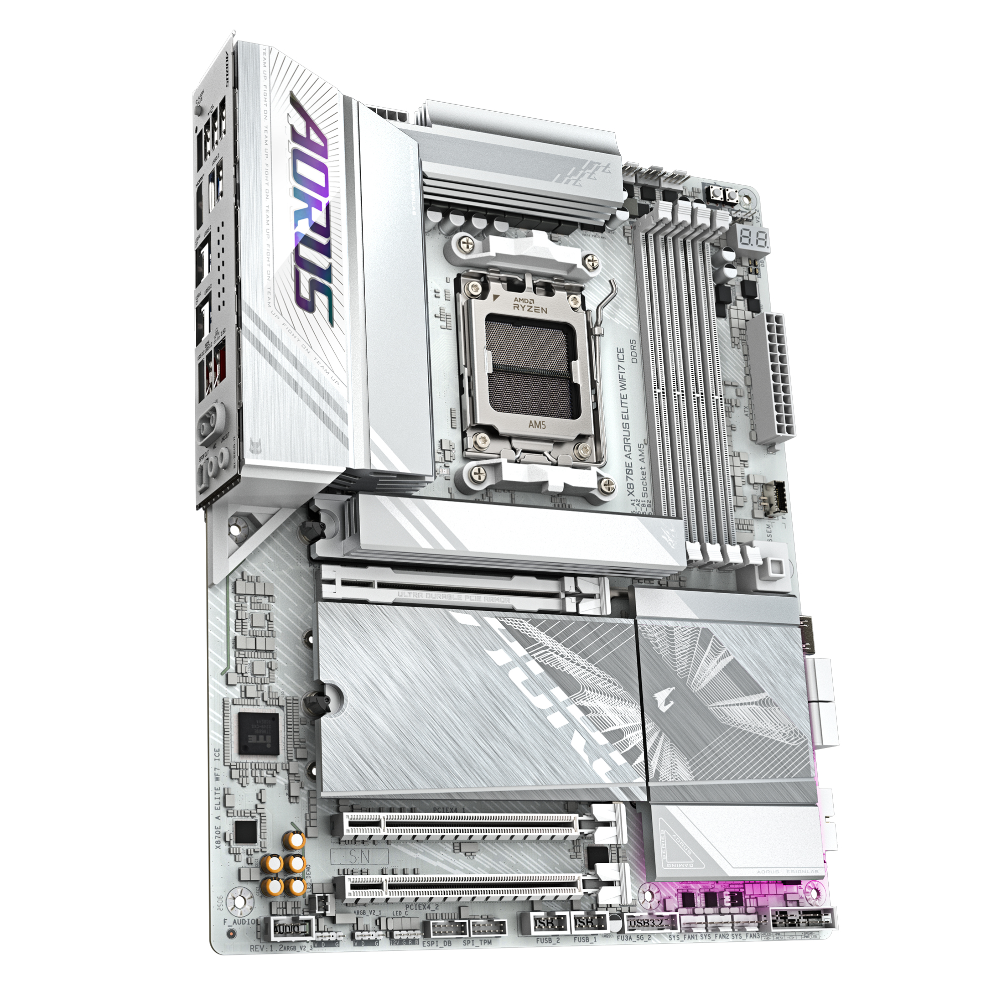 Gigabyte AORUS X870E ELITE WIFI7 ICE - Motherboard - ATX - Socket AM5 - AMD X870E Chipsatz - USB4, USB-C 3.2 Gen 2x2, USB 3.2 Gen 1, USB 3.2 Gen 2 - 2.5 Gigabit LAN, Bluetooth, Wi-Fi 7 - Onboard-Grafi