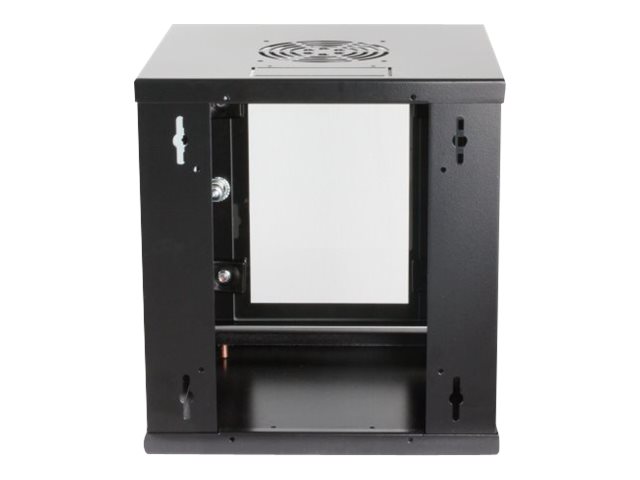 Intellinet Network Cabinet, Wall Mount (Standard), 6U, Usable Depth 265mm/Width 239mm, Black, Assembled, Max 60kg, Metal & Glass Door, Back Panel, Removeable Sides,Suitable also for use on desk or flo