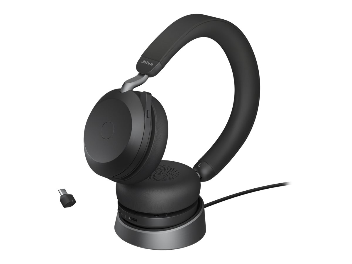Jabra Evolve2 75 - Headset - On-Ear - Bluetoothkabellos - aktive Rauschunterdrückung - USB-C - Geräuschisolierung - Schwarz - Optimiert für UC