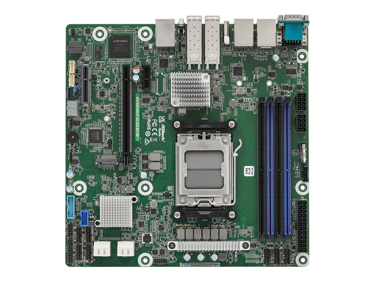 ASRock Rack B650D4U3-2L2Q/BCM - Motherboardmicro ATX - Socket AM5 - AMD B650E Chipsatz - USB 3.2 Gen 1 - 2 x 25 Gigabit LAN - 2 x Gigabit LAN - Onboard-Grafik