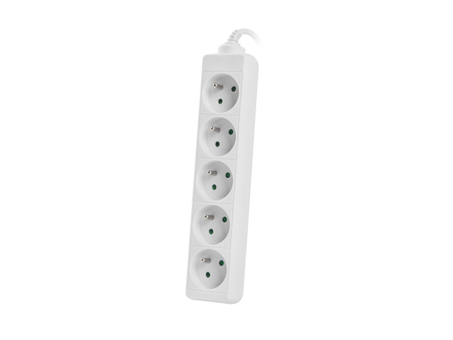 Lanberg Steckdosenleiste - 2500 watt - Eingabe, Eingang power CEE 7/7 - Ausgangsanschlüsse: 5 (5 x Leistung CEE 7/5)1.5 m Schnur - weiß