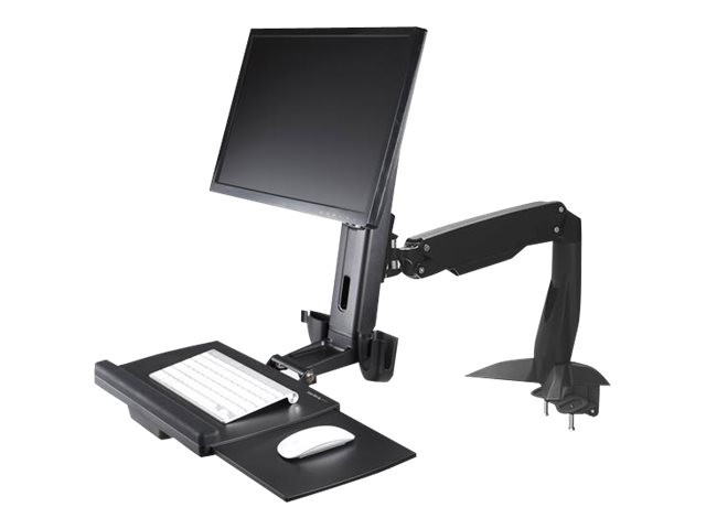 StarTech.com Startech Monitor Tischhalterung - Monitorarm für bis zu 24" Monitore - VESA Halterung - Höhenverstellbar - Befestigungskit (Bodenplatte, Spalte, Durchführungsplatte, Tastatur-Tablett, Unt