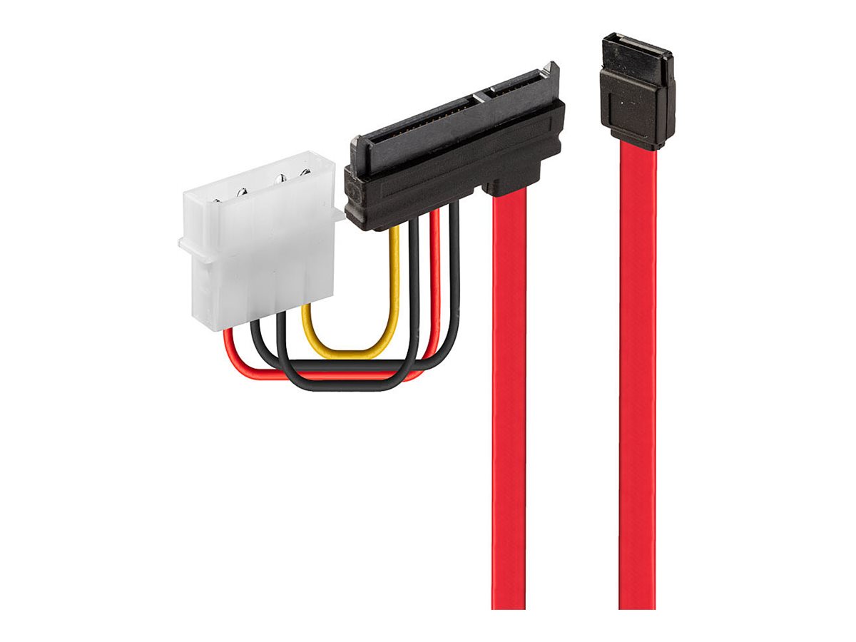 Lindy SATA-Kabel - interne Stromversorgung, 4-polig, SATA zu SATA Combo (W)30 cm - Rot