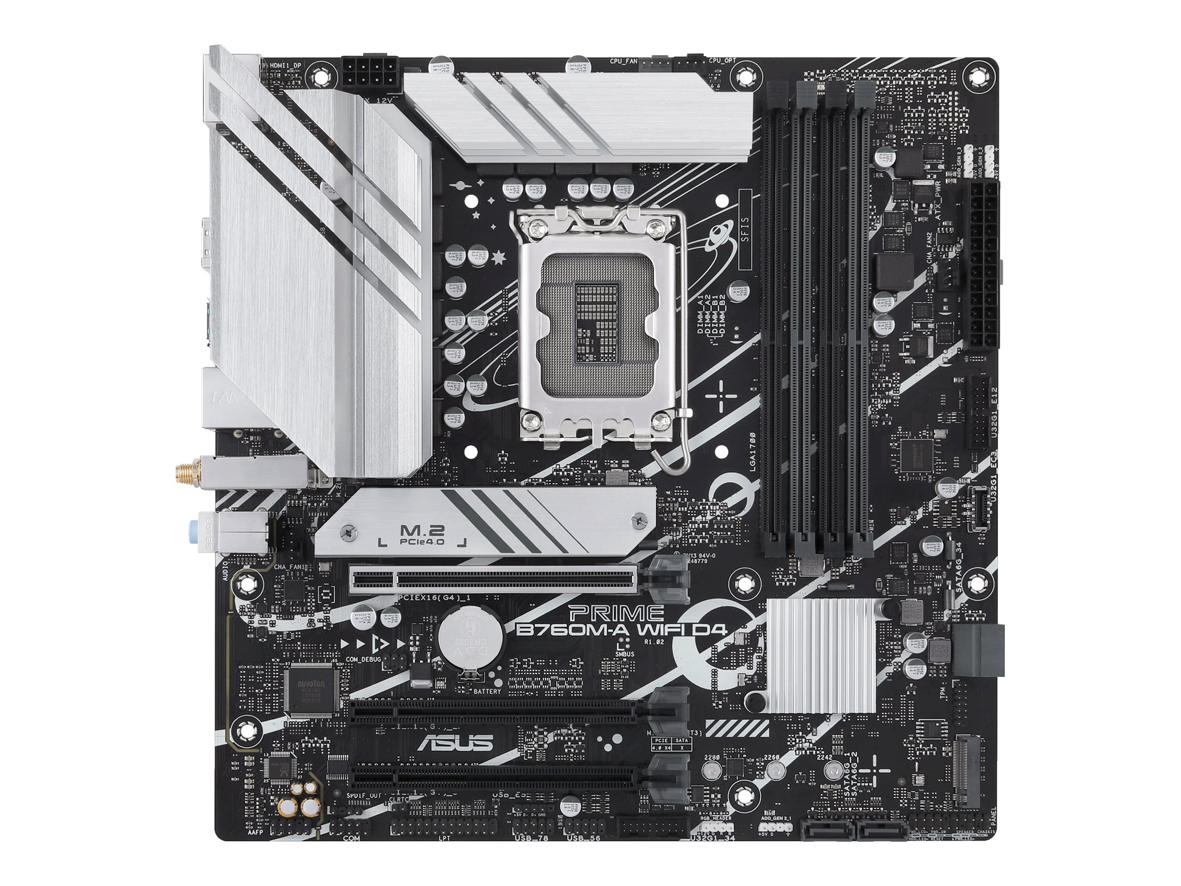 ASUS PRIME B760M-A WIFI D4, Intel, LGA 1700, Intel® Celeron®, Intel® Core™ i3, Intel® Core™ i5, Intel® Core™ i7, Intel® Core™ i9,..., LGA 1700, DDR4-SDRAM, 128 GBB760 - Micro/Mini/Flex-ATX - 128 GB -