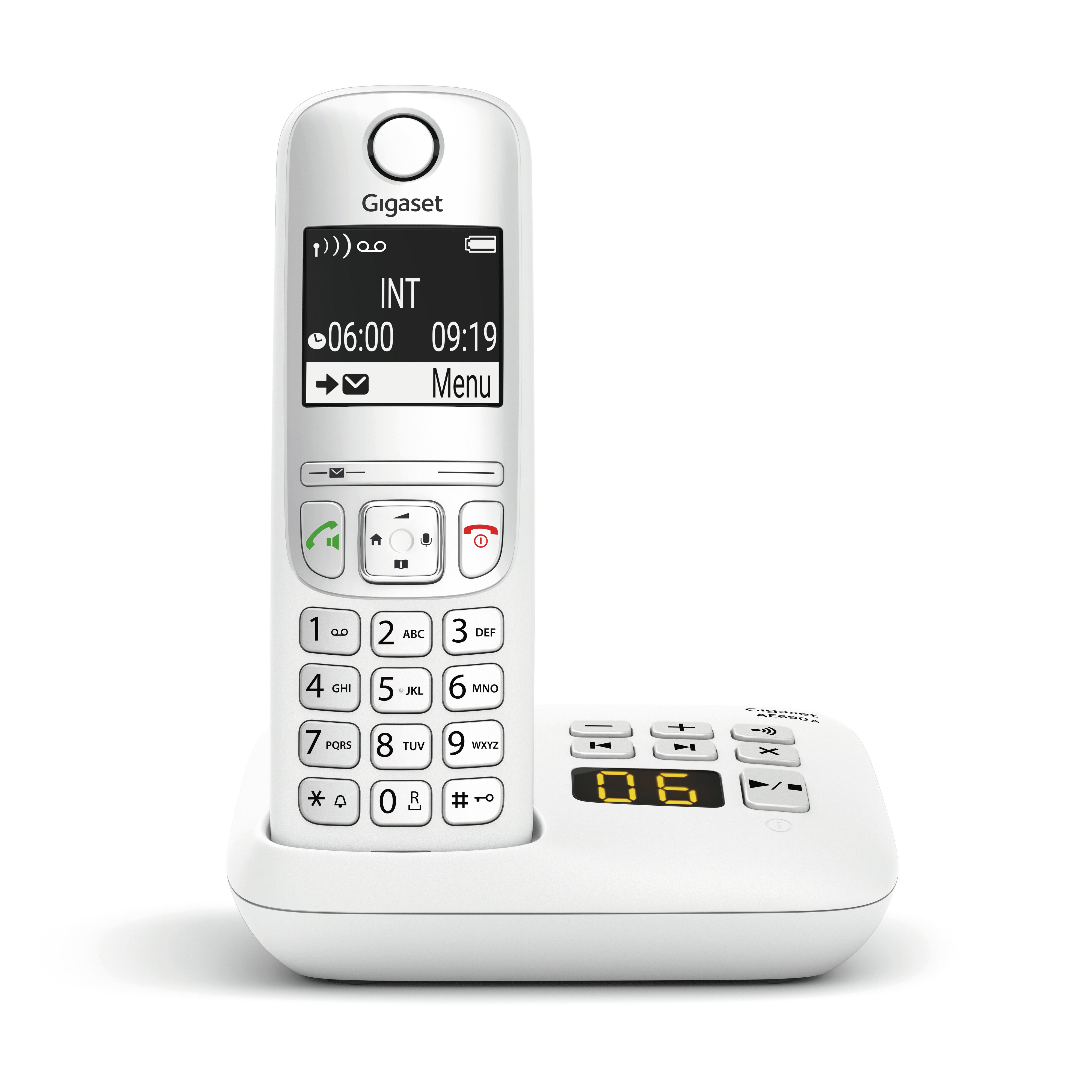 Gigaset AE690A, Analoges/DECT-Telefon, Kabelloses Mobilteil, Freisprecheinrichtung, 100 Eintragungen, Anrufer-Identifikation, WeißDECT/GAP - Anrufbeantworter - CLIP/CNIP - Grafik-Display