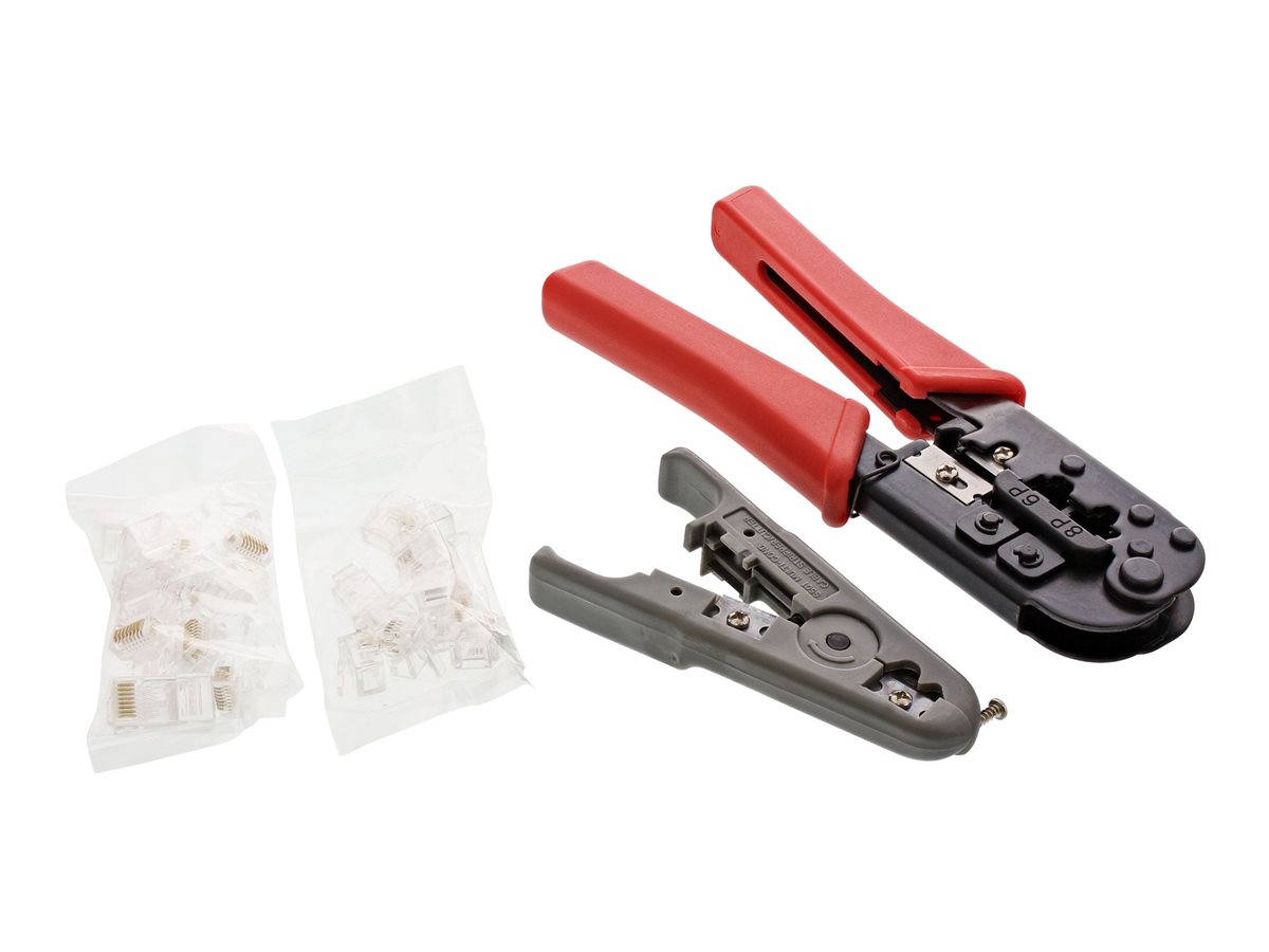 InLine Crimpzangen-Set für RJ45 ST - inkl. Zange - Abisolierer und Westernsteckerg