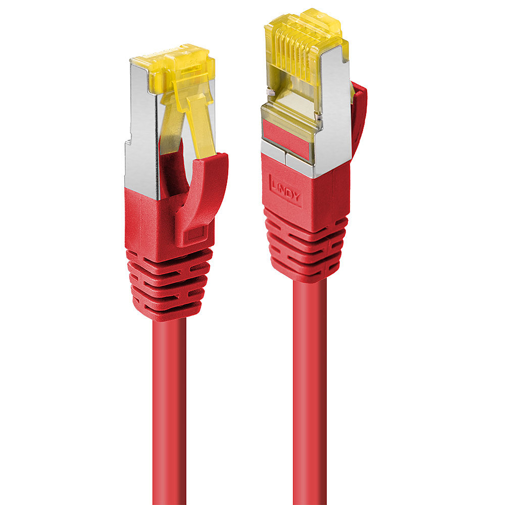Lindy Patch-Kabel - RJ-45 (M) zu RJ-45 (M)15 m - SFTP - PiMF - CAT 7 (Kabel) / CAT 6a (Anschlüsse) - halogenfrei - ohne Haken - Rot