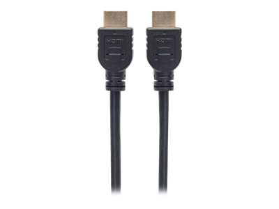 Manhattan HDMI Cable with Ethernet (CL3 rated, suitable for In-Wall use), 4K@60Hz (Premium High Speed)1m - Male to Male - Black - Ultra HD 4k x 2k - In-Wall rated - Fully Shielded - Gold Plated Contac