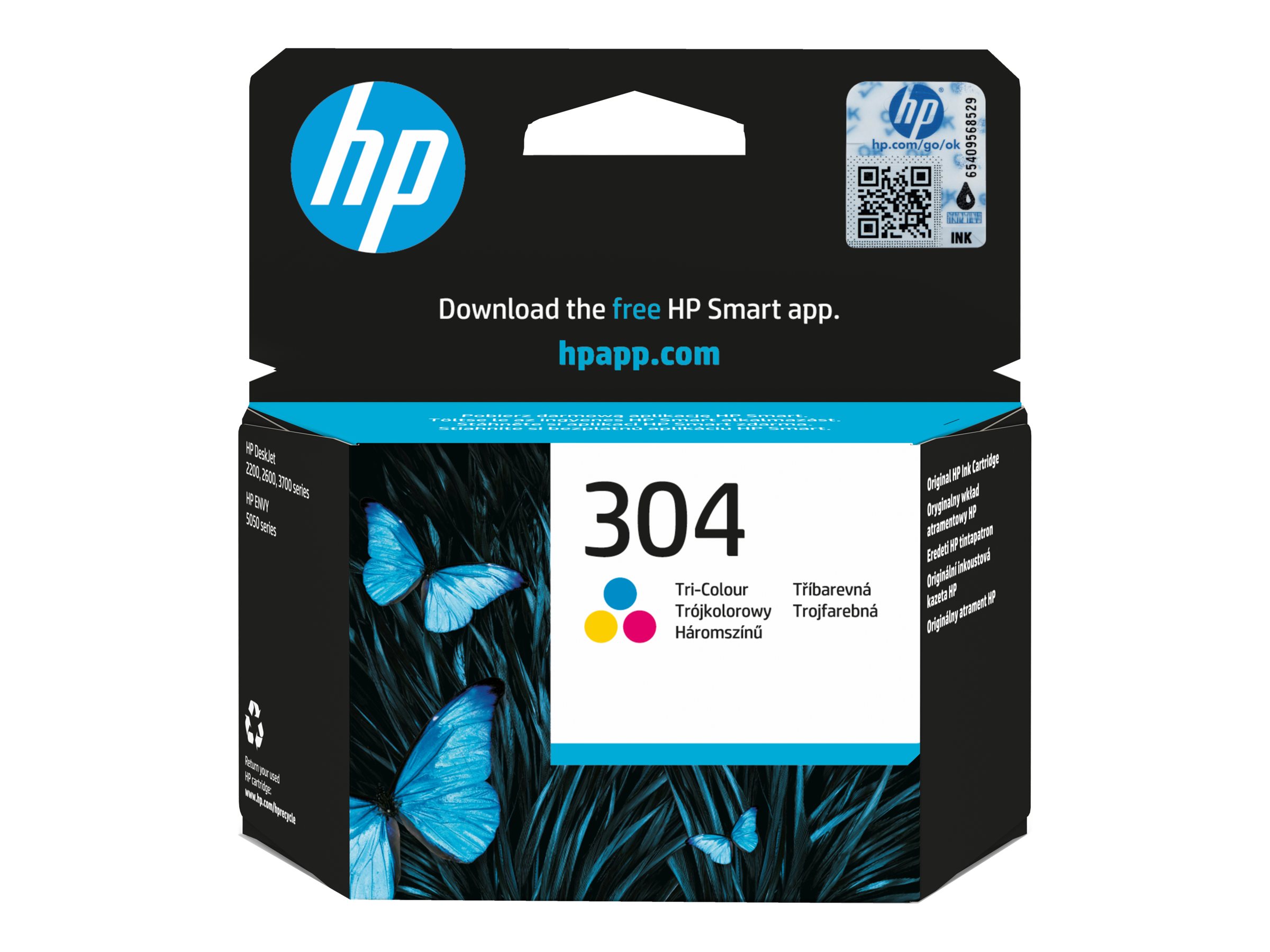 HP 304 Cyan/Magenta/Gelb Original Tintenpatrone, Standard, Cyan, Magenta, Gelb, Tinte auf Farbstoffbasis, 2 ml, 1 Stück(e), 100 Seiten304 Cyan/Magenta/Gelb Original Tintenpatrone